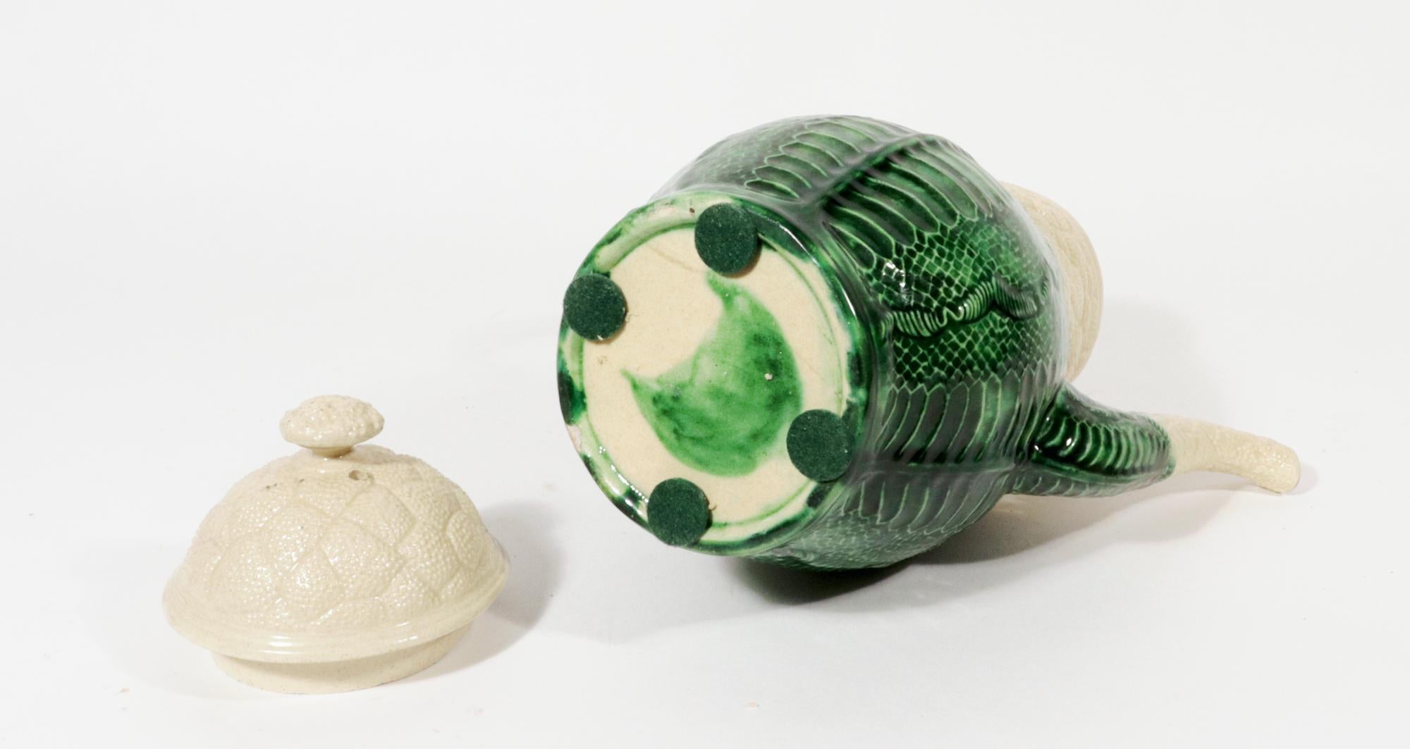 English Creamware Pottery Blumenkohl Kaffeekanne und Deckel im Angebot 2