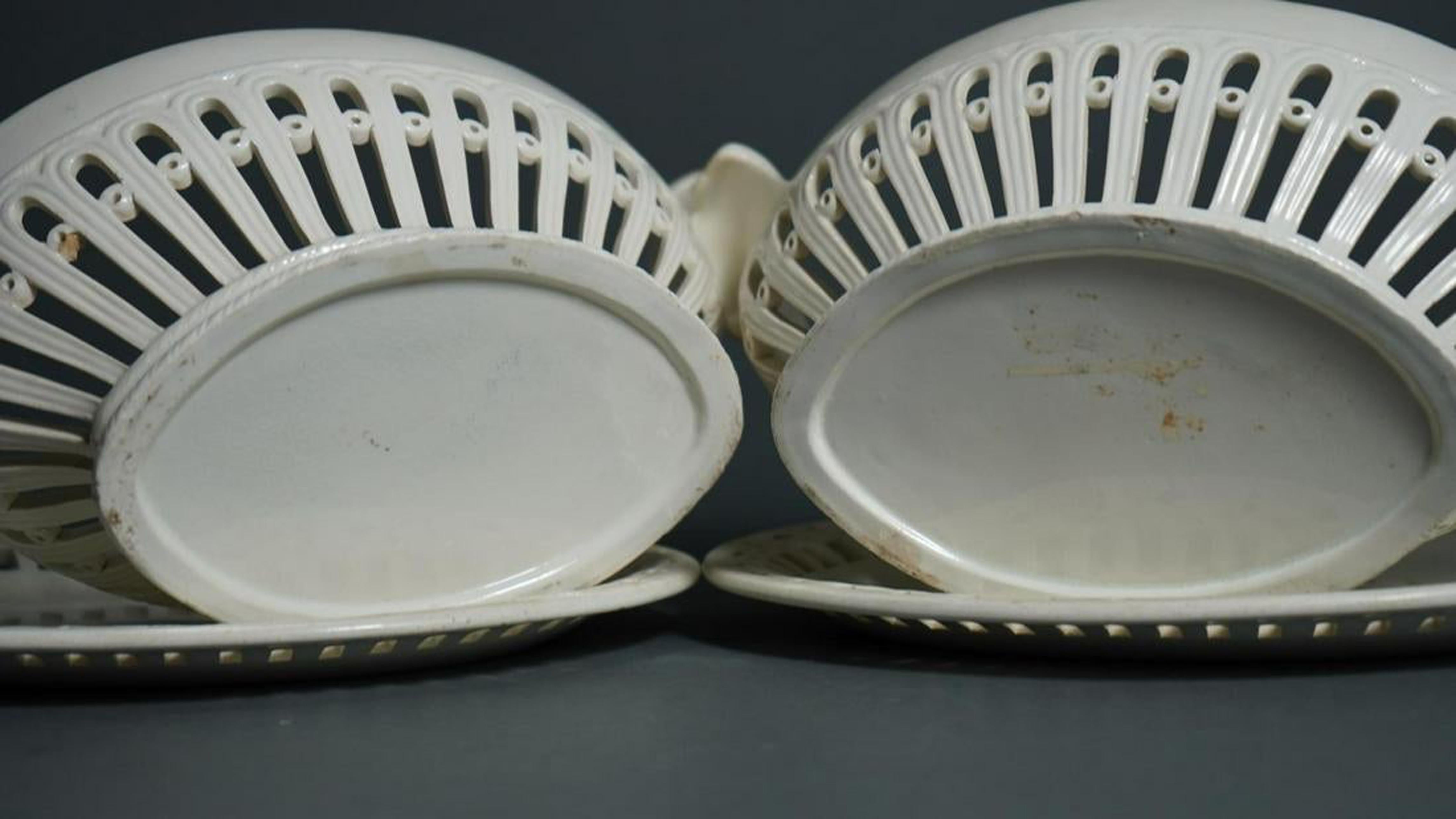 18th Century English Creamware Pottery Fruit Baskets and Stands, circa 1800