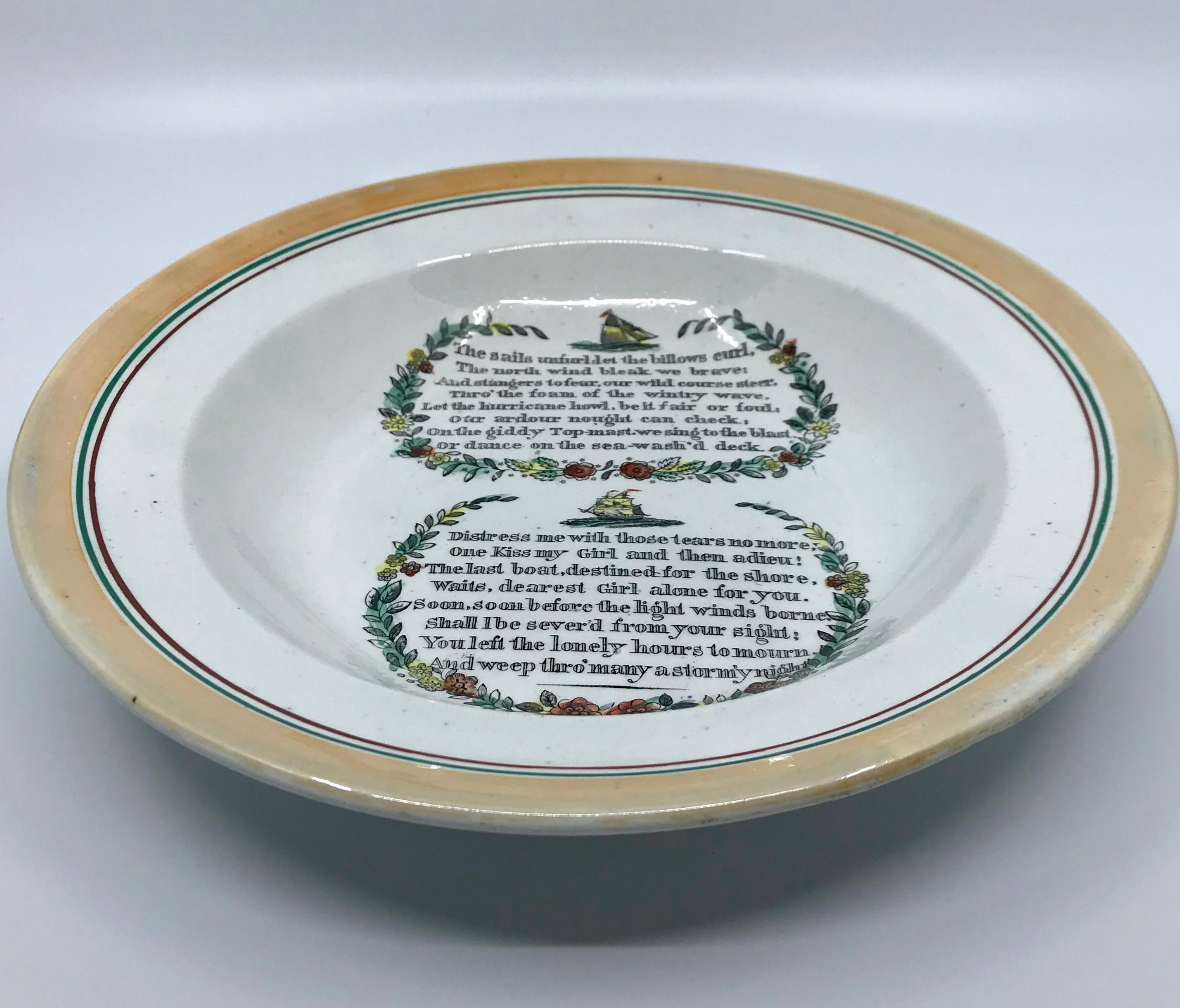 Hand-Painted English Creamware Sailor Plates For Sale