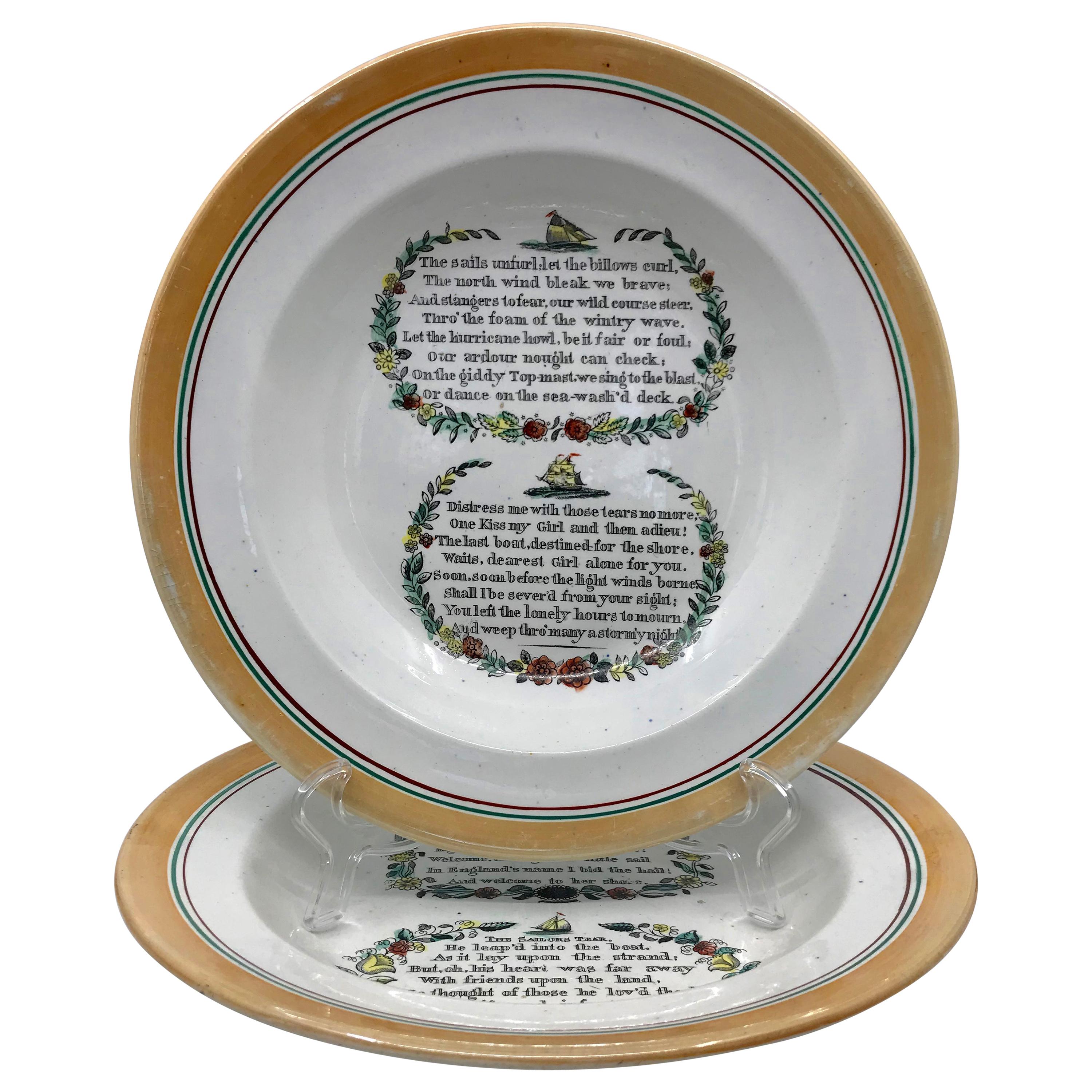 English Creamware Sailor Plates For Sale