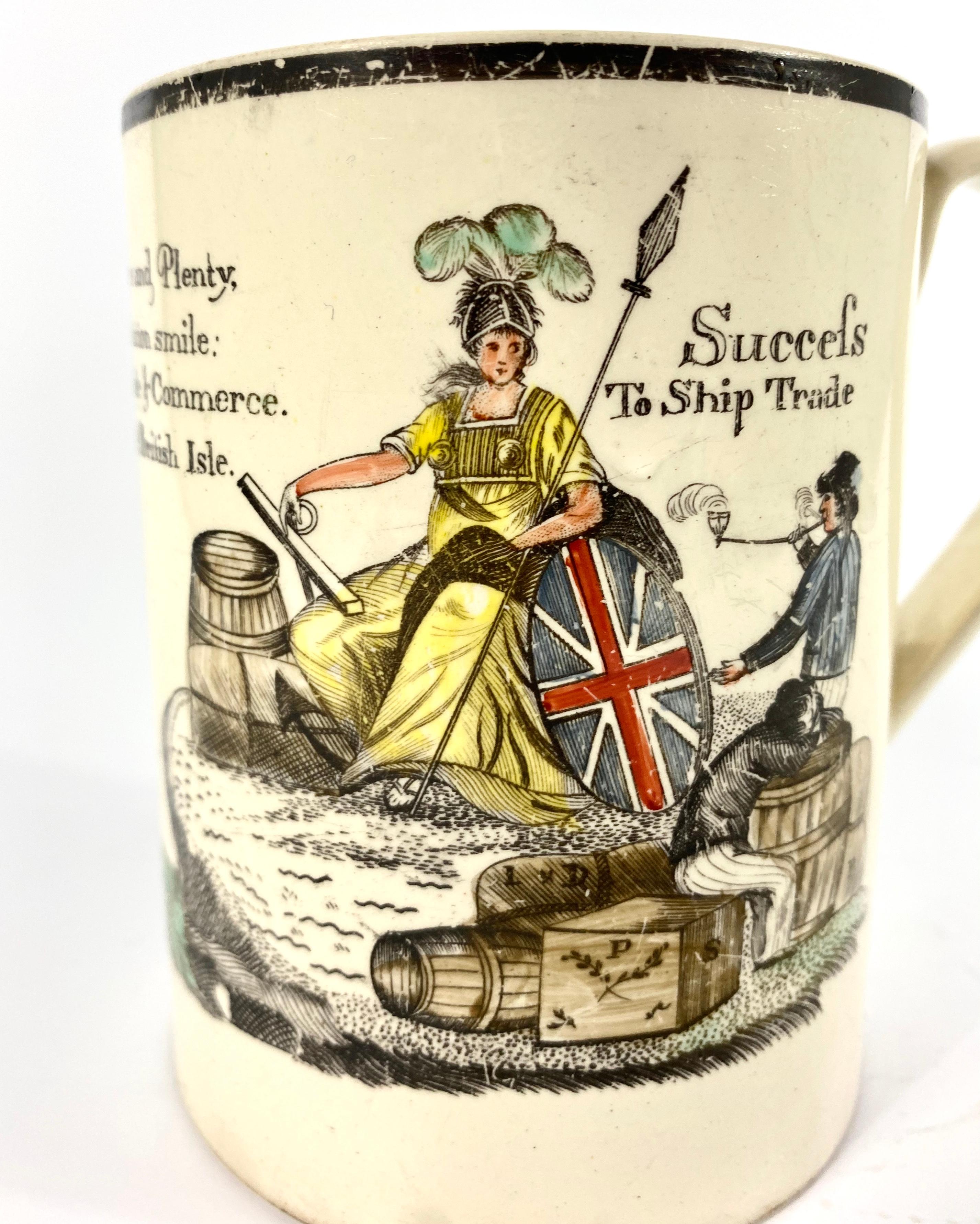 English Creamware ‘Success to Ship Trade’ Mug, circa 1790 4