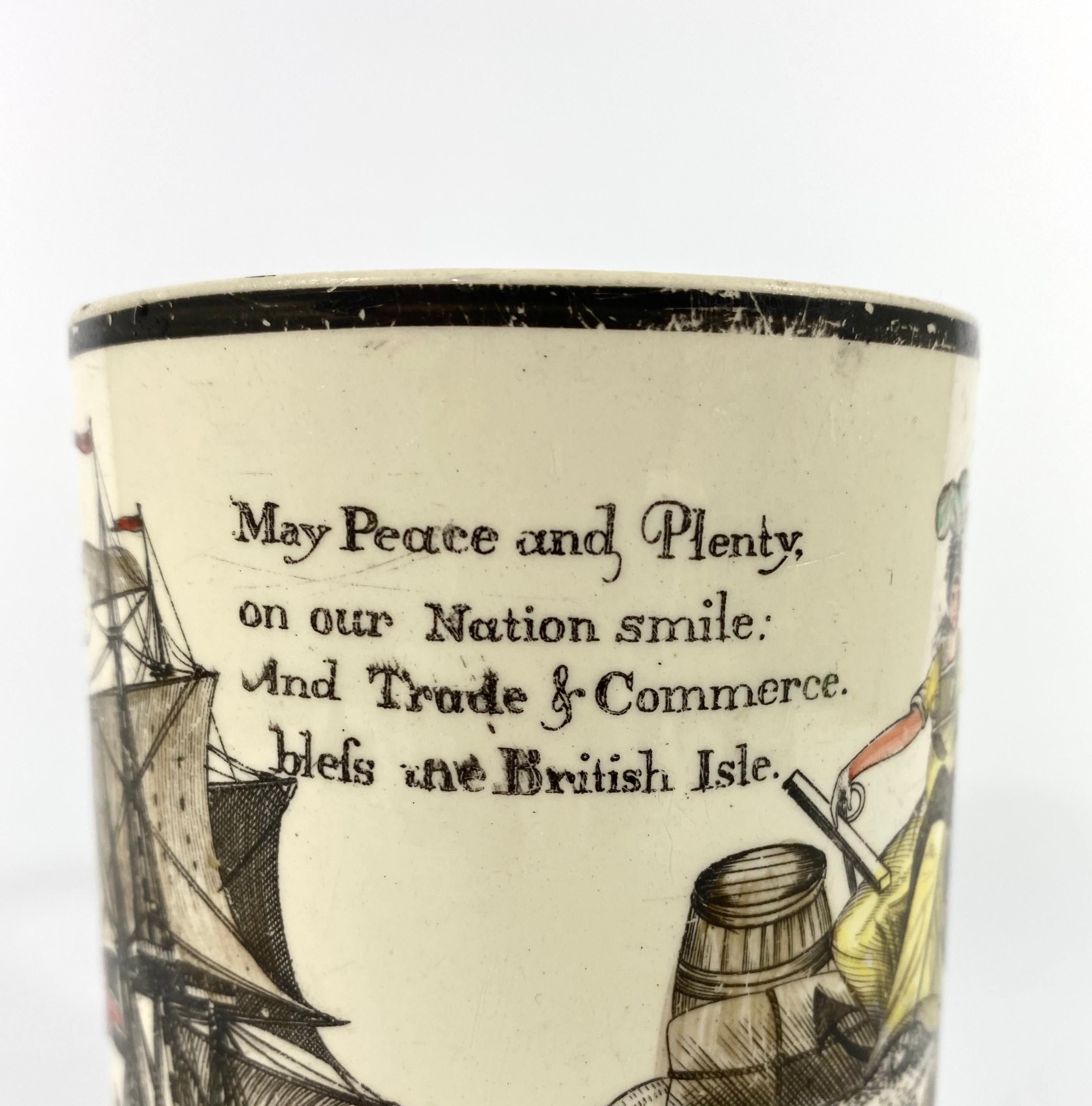 Georgian English Creamware ‘Success to Ship Trade’ Mug, circa 1790