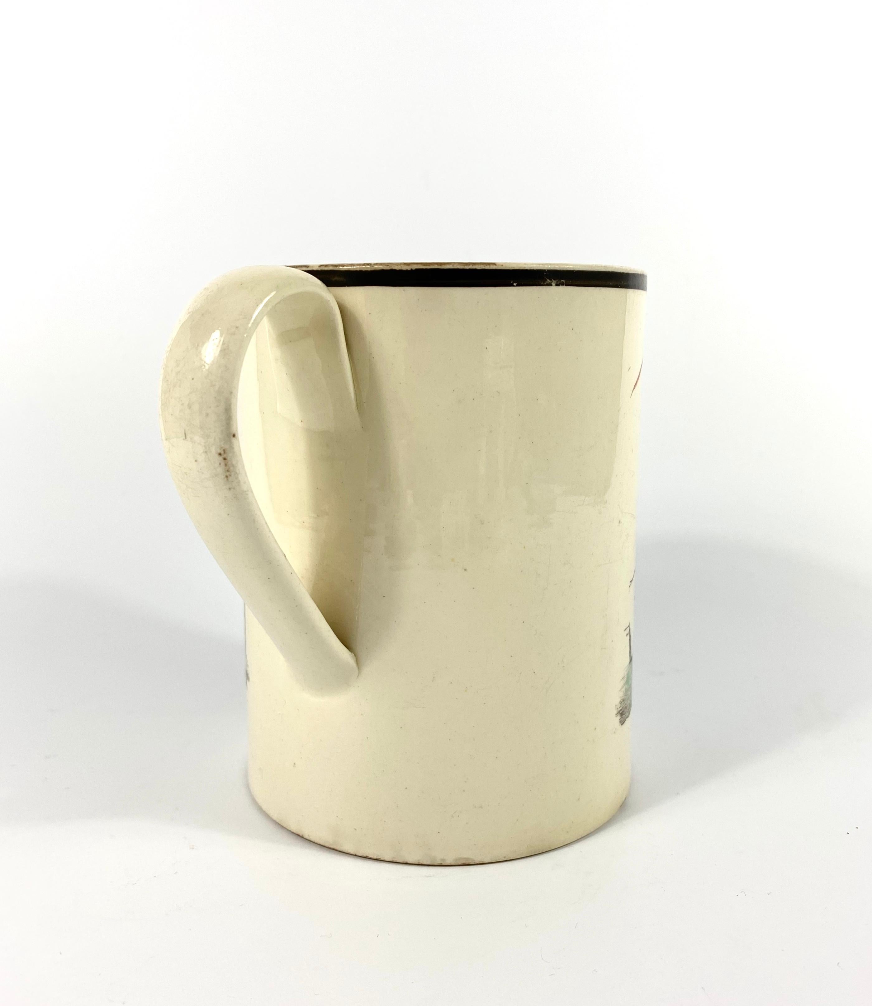 English Creamware ‘Success to Ship Trade’ Mug, circa 1790 In Good Condition In Gargrave, North Yorkshire