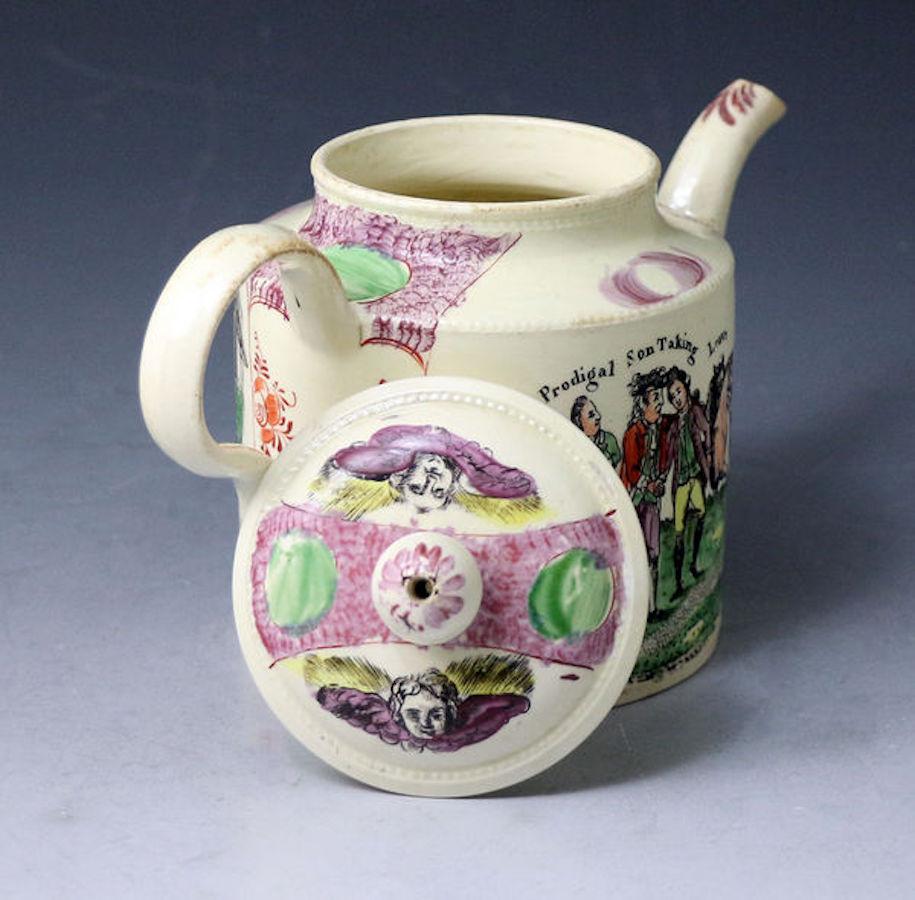 English Creamware Teapot by William Greatbach Staffordshire, 18th Century In Good Condition For Sale In Woodstock, OXFORDSHIRE