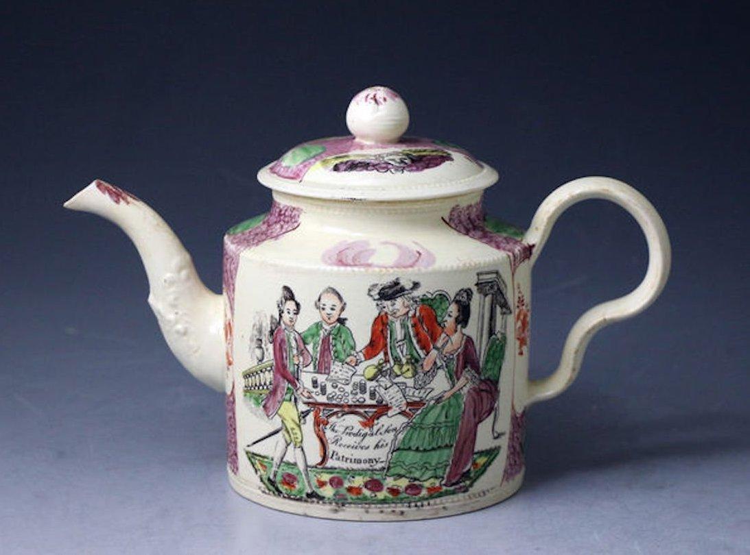 Late 18th Century English Creamware Teapot by William Greatbach Staffordshire, 18th Century For Sale