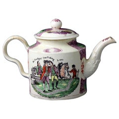 English Creamware Teapot by William Greatbach Staffordshire, 18th Century