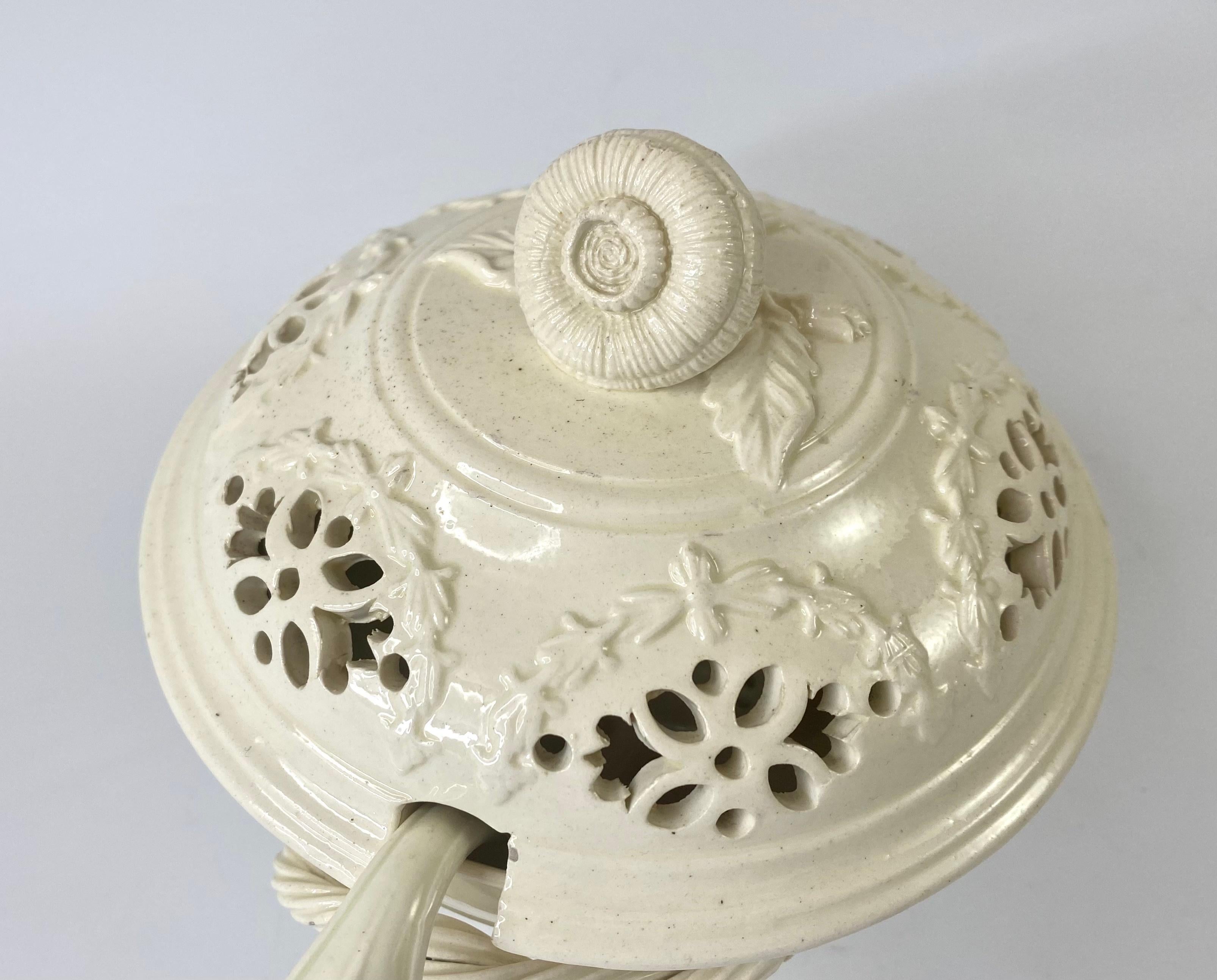 Georgian English Creamware Tureen, Cover, Ladle and Stand, C. 1790