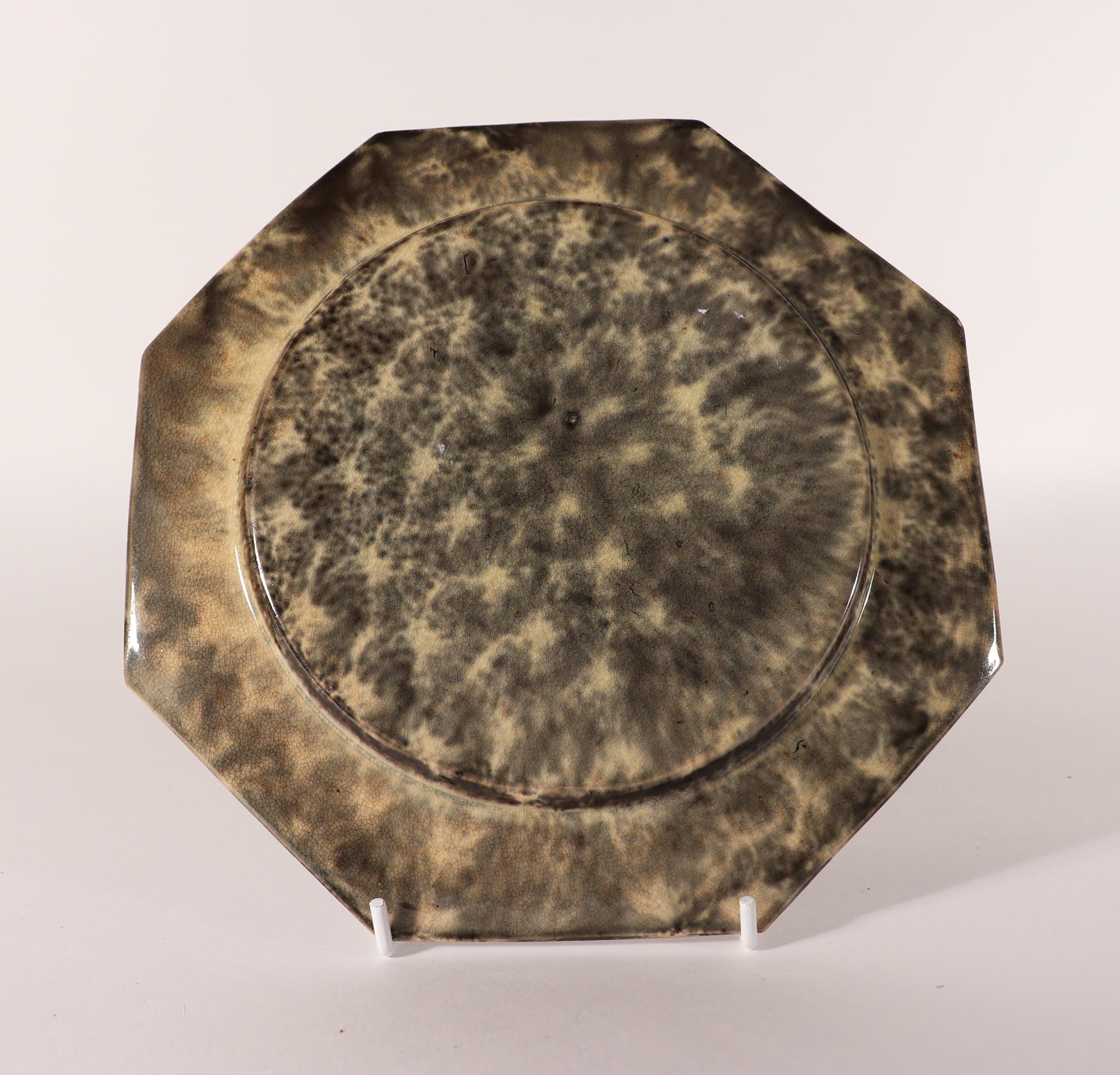18th Century English Creamware Whieldon-type Gray Tortoiseshell Plate For Sale