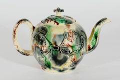English Creamware Whieldon-Type Teapot & Cover