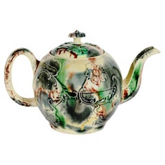 English Creamware Whieldon-Type Teapot & Cover