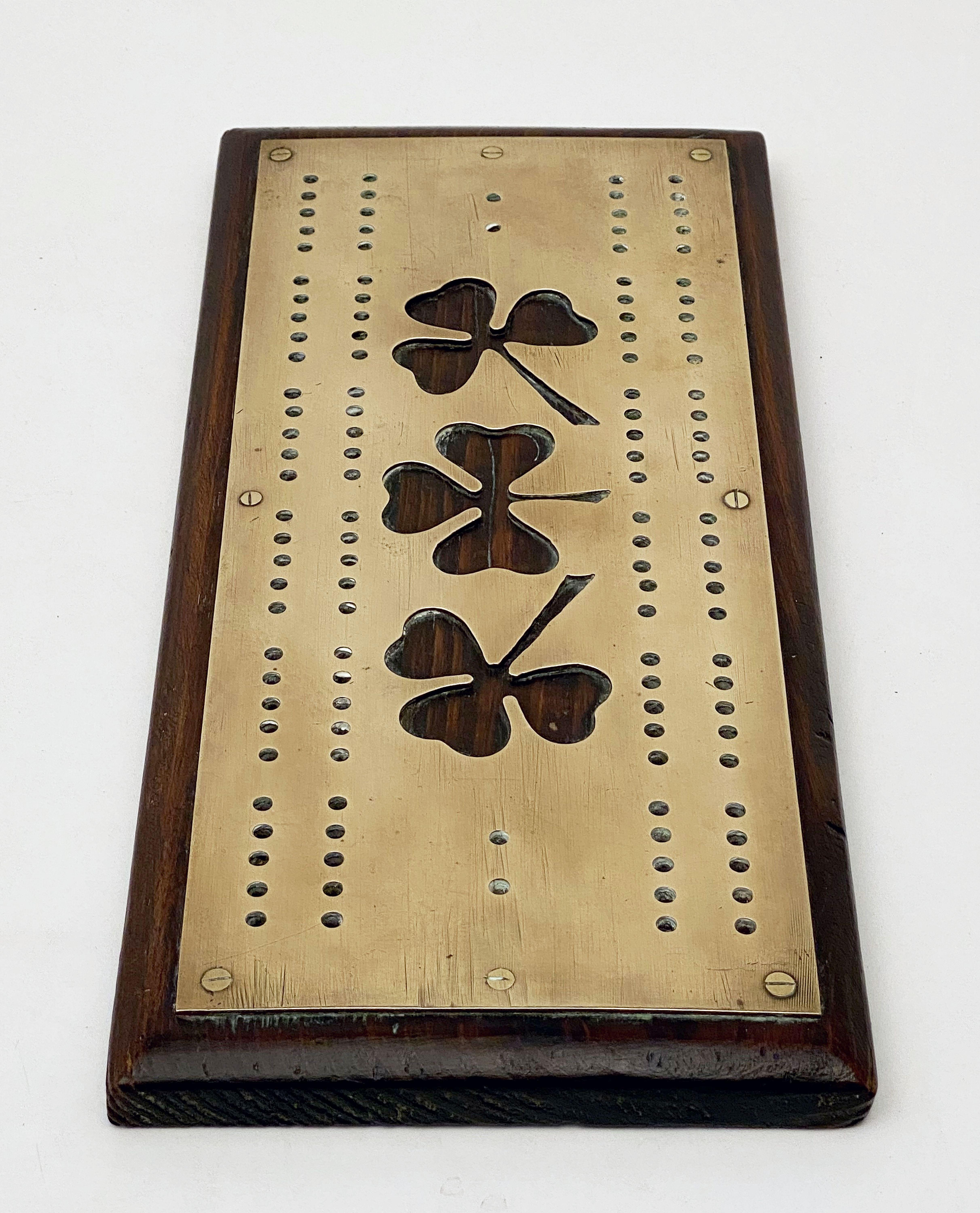 English Cribbage Board of Brass and Wood 3