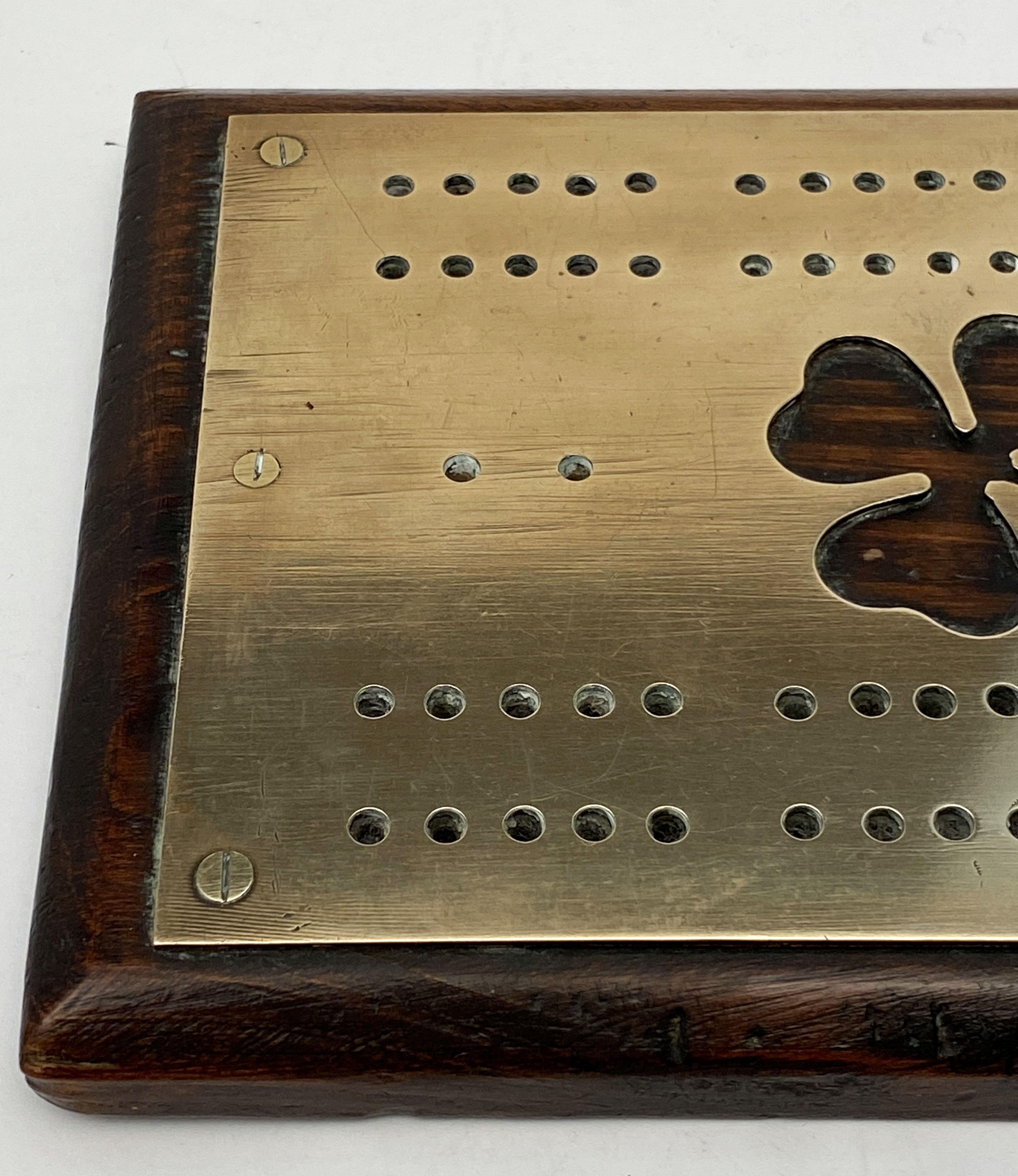 English Cribbage Board of Brass and Wood 4