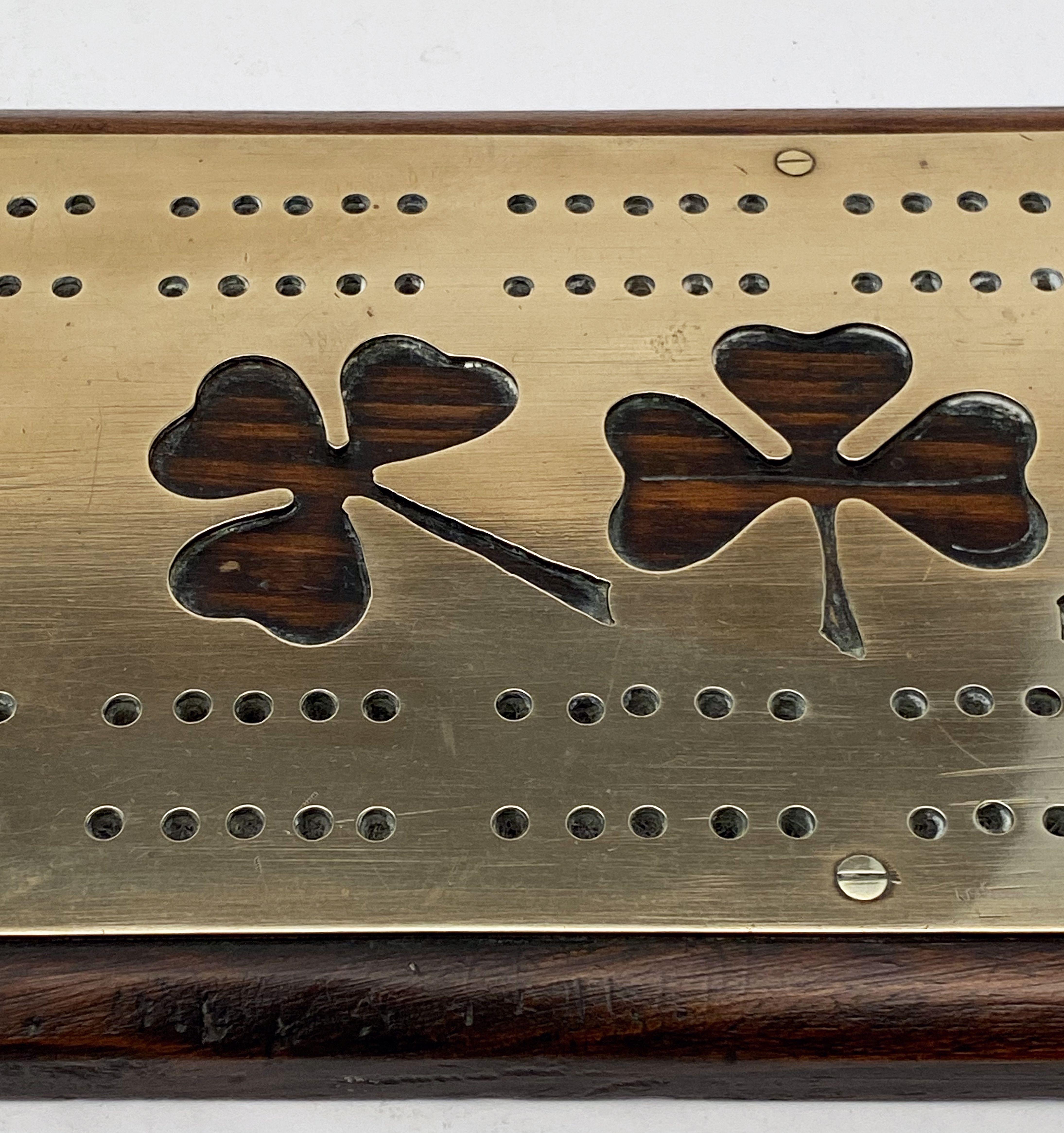 English Cribbage Board of Brass and Wood 5
