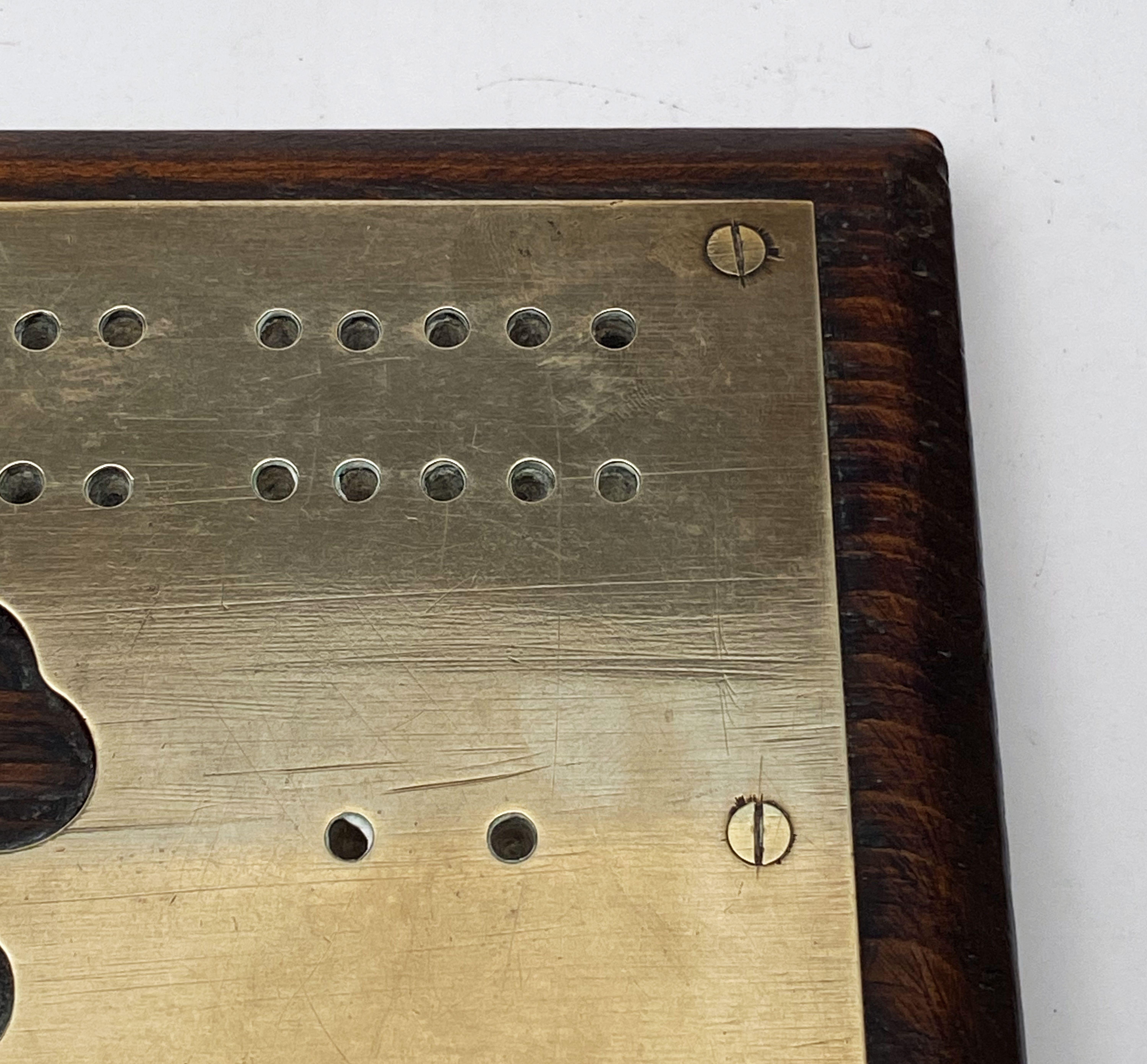 English Cribbage Board of Brass and Wood 6