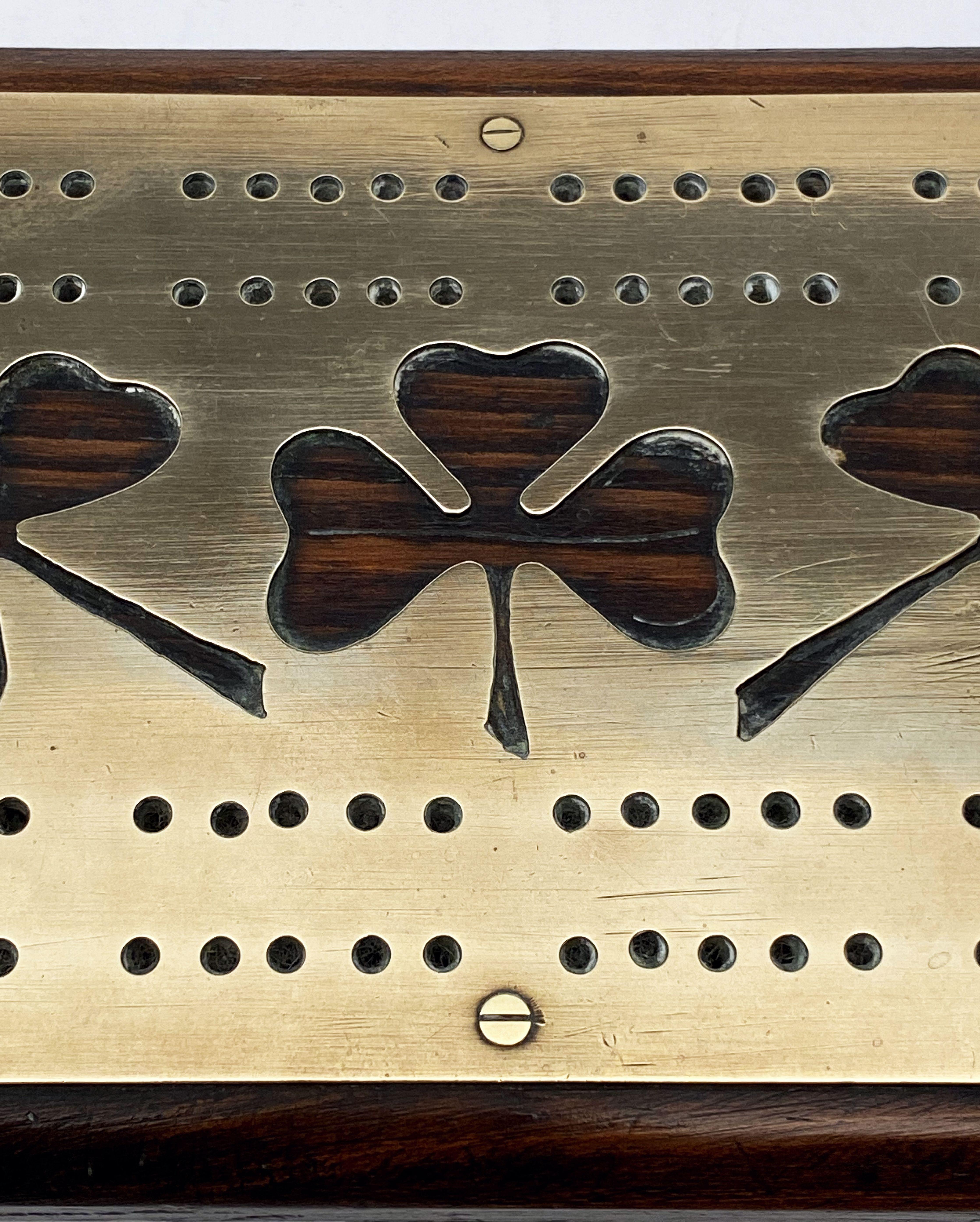 English Cribbage Board of Brass and Wood 8