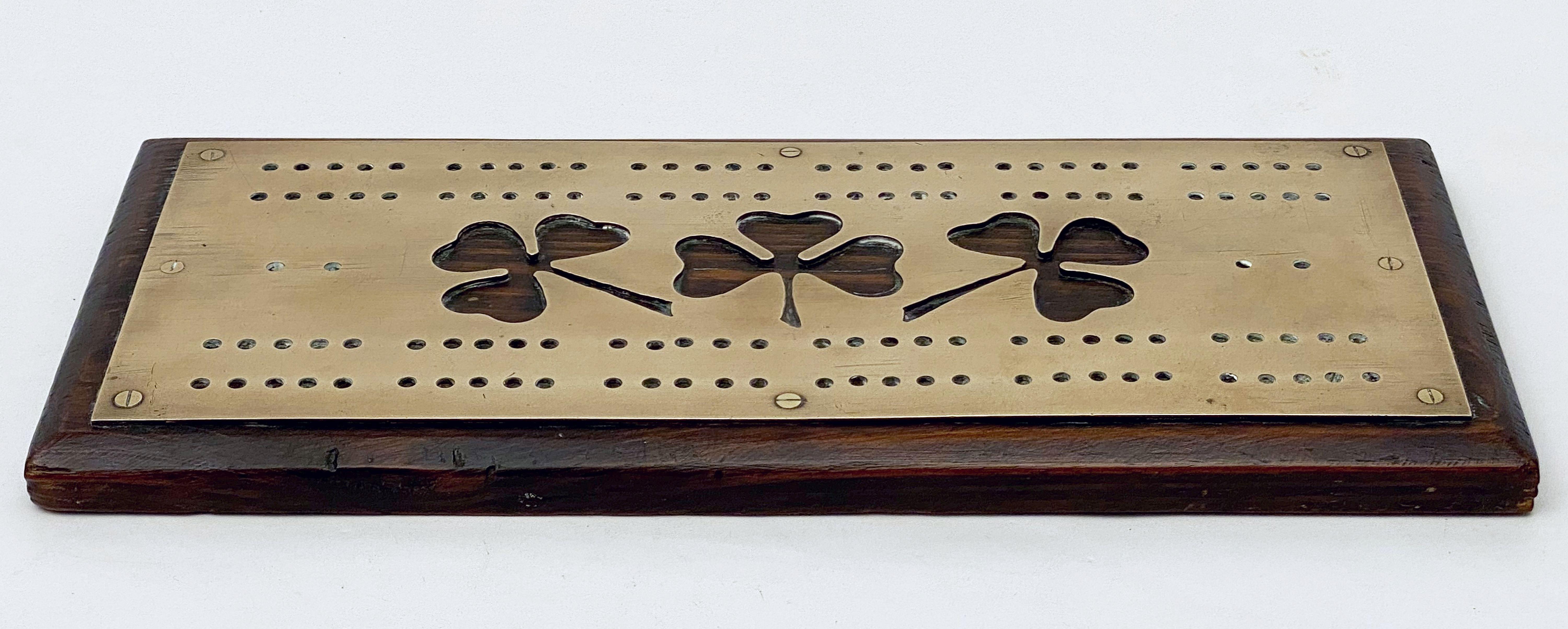 English Cribbage Board of Brass and Wood 1