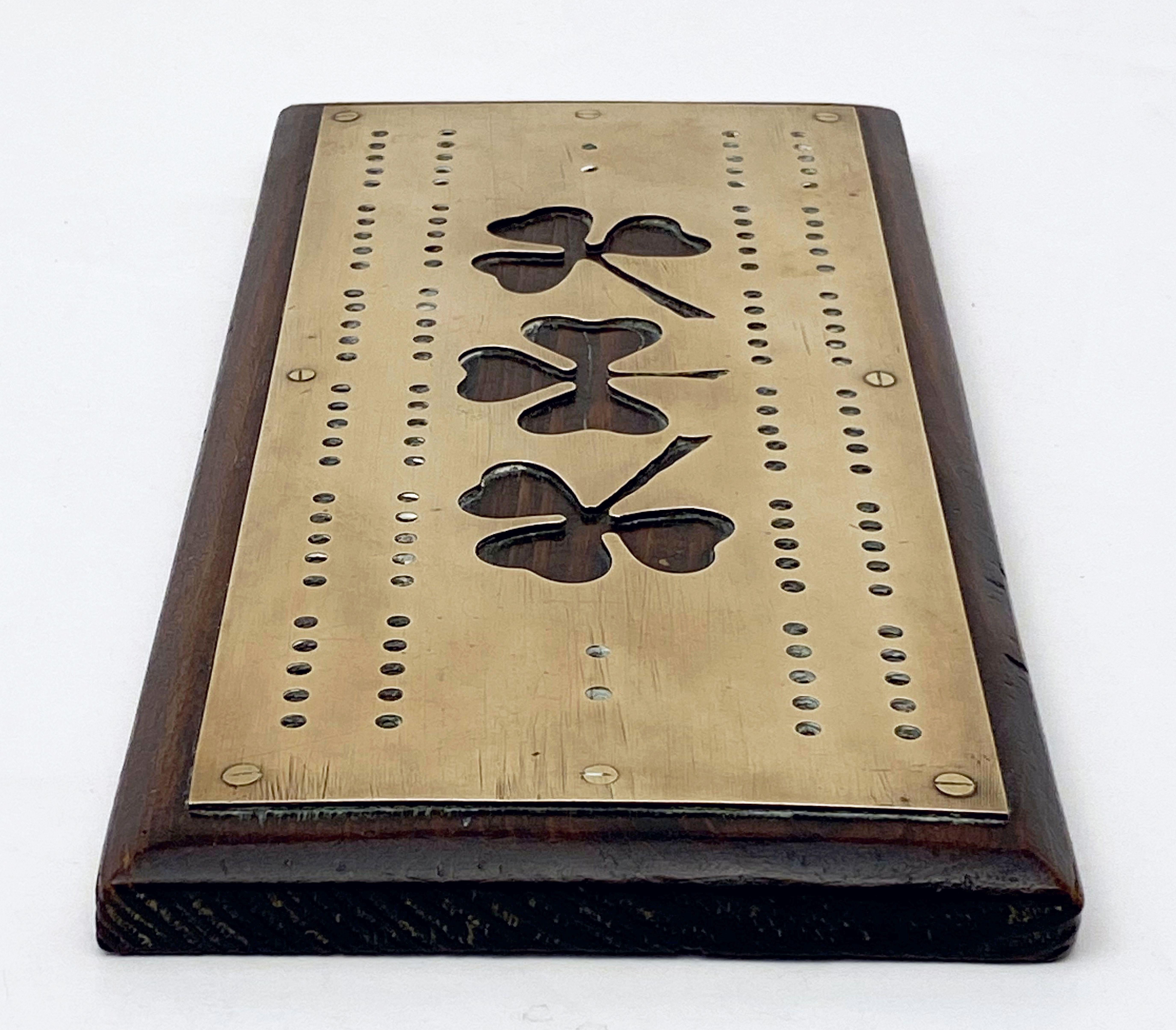 English Cribbage Board of Brass and Wood 2
