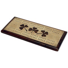 English Cribbage Board of Brass and Wood