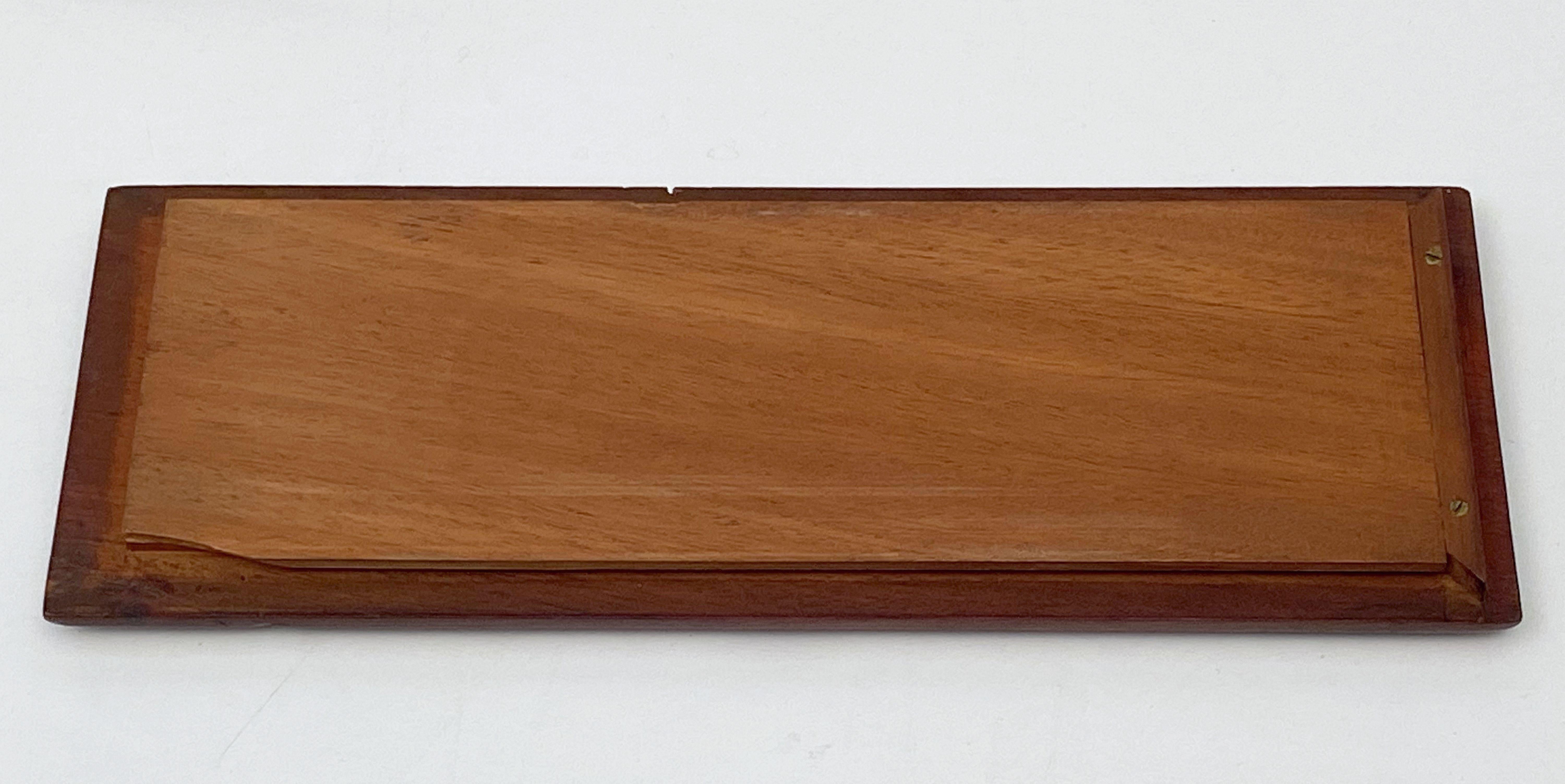 Wood English Cribbage Board or Game Box of Inlaid Mahogany