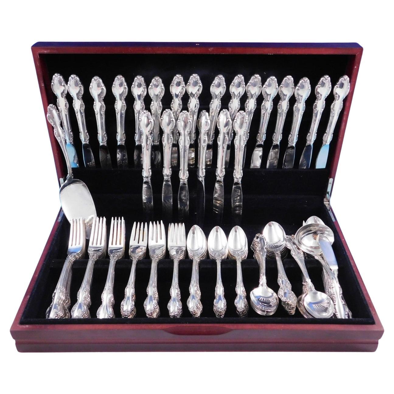 English Crown by Reed & Barton Silverplate Flatware Set for 24 Service 127 pc For Sale