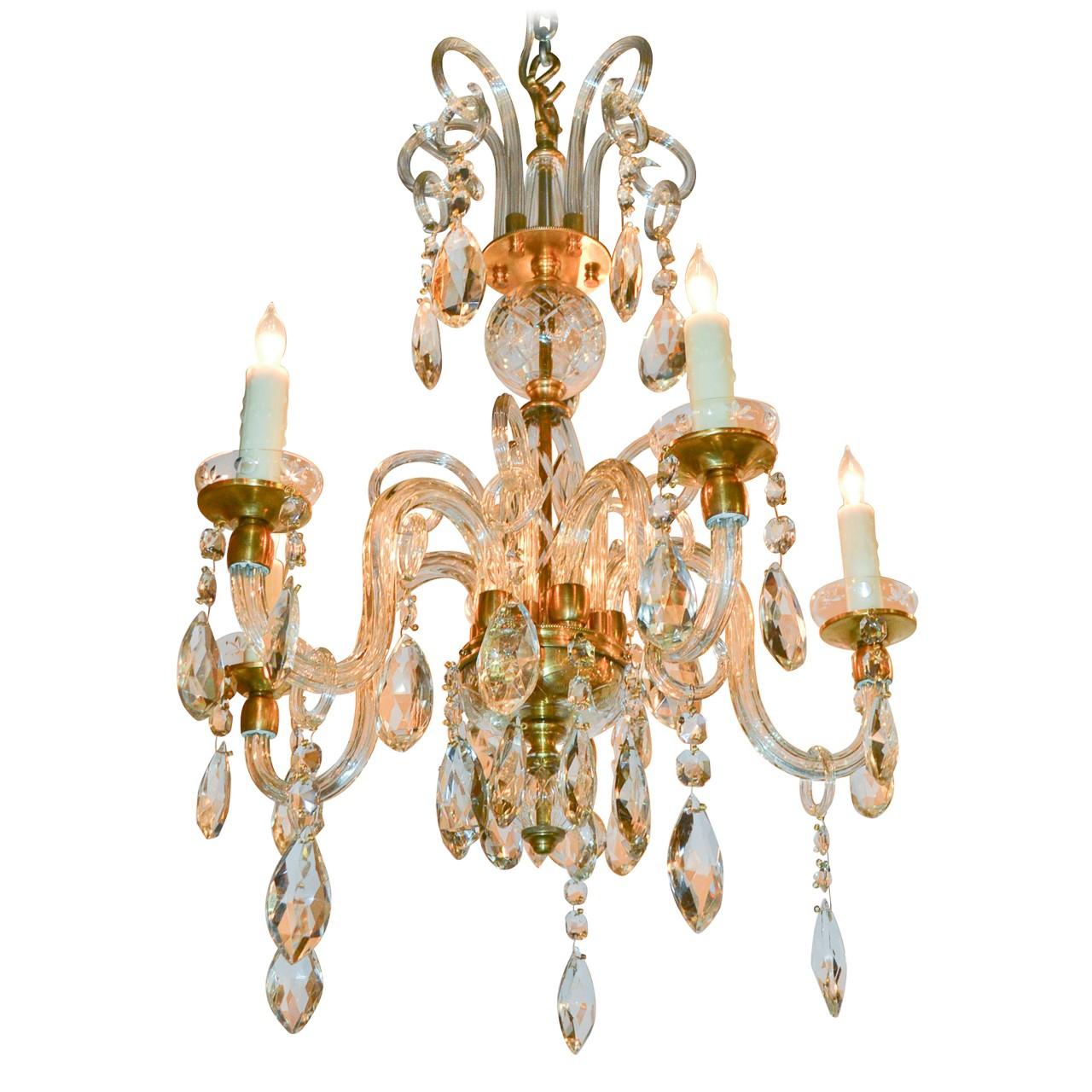English Crystal and Blown Glass Chandelier