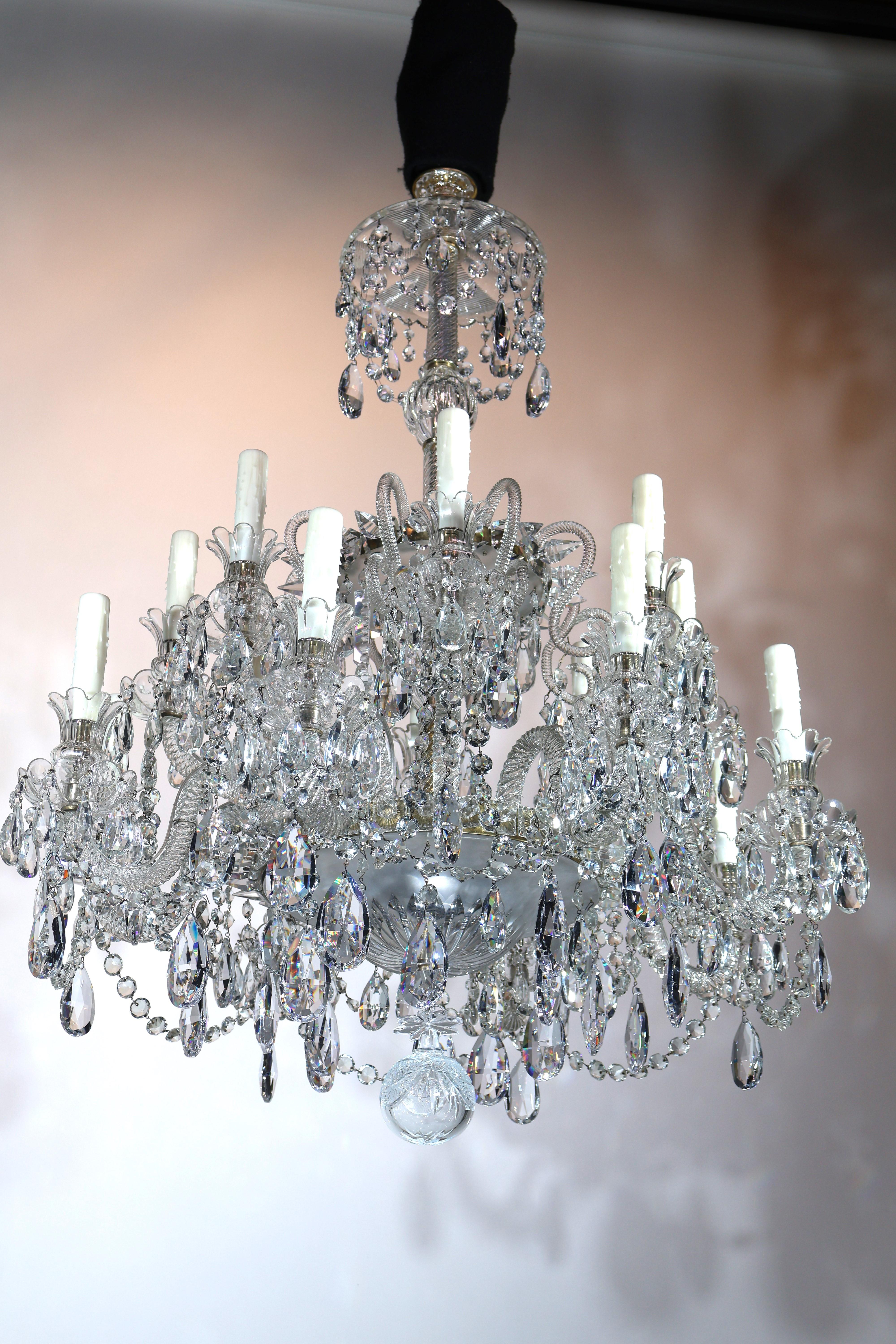 Fine XIX secolo Lampadario di cristallo inglese in vendita