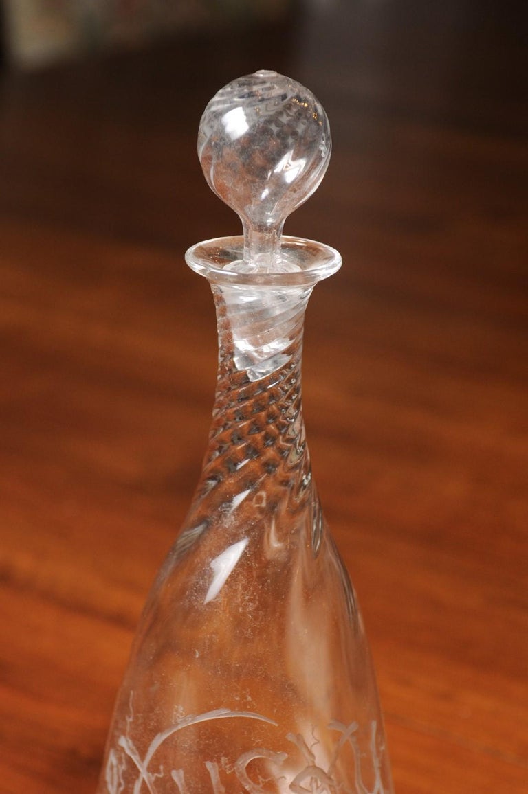 English Crystal Decanter with Stopper and Twisted Accents and Whisky