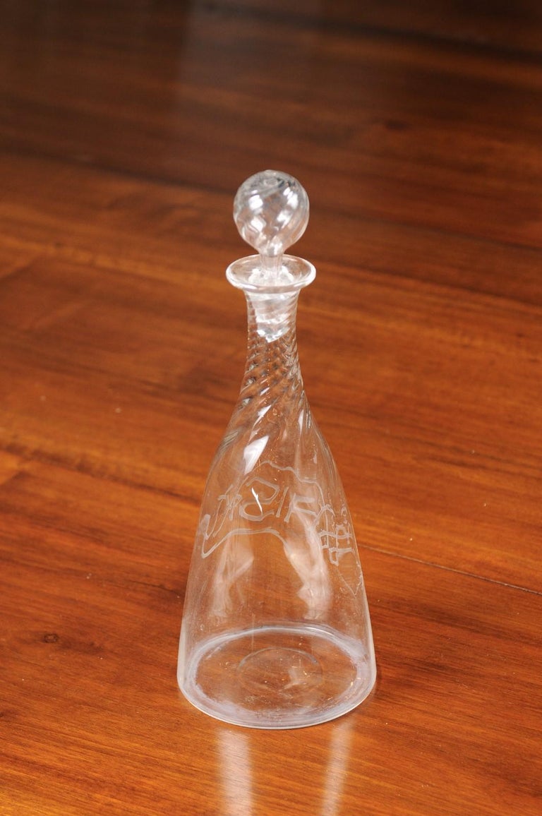 English Crystal Decanter with Stopper and Twisted Accents and Whisky