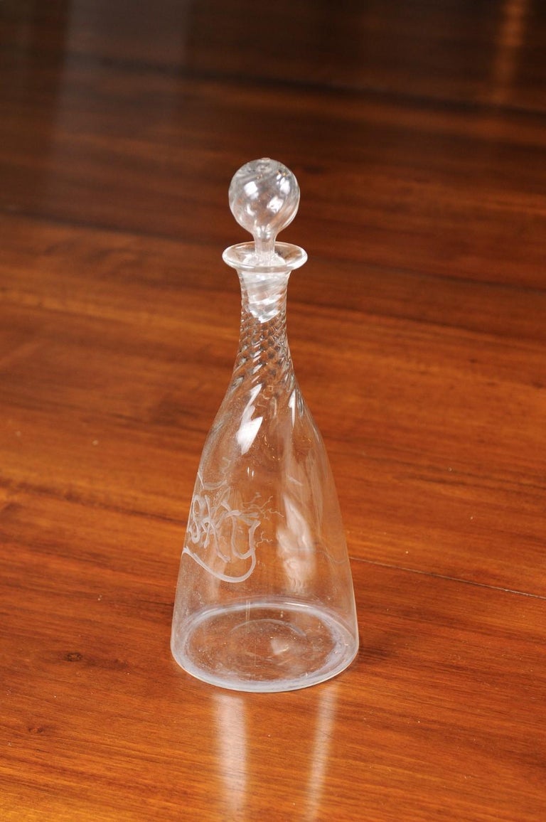 English Crystal Decanter with Stopper and Twisted Accents and Whisky