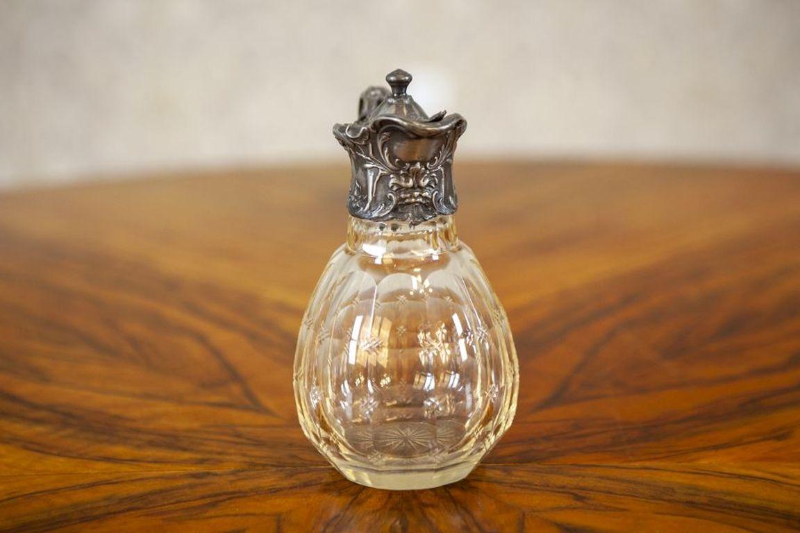 English Crystal Pitcher with Handle from the Turn of the Centuries In Good Condition For Sale In Opole, PL