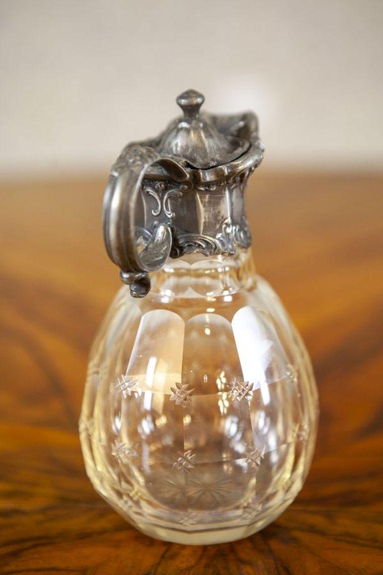 19th Century English Crystal Pitcher with Handle from the Turn of the Centuries For Sale