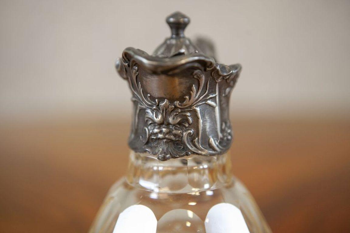 English Crystal Pitcher with Handle from the Turn of the Centuries For Sale 1