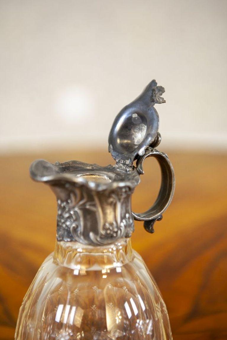 English Crystal Pitcher with Handle from the Turn of the Centuries For Sale 2