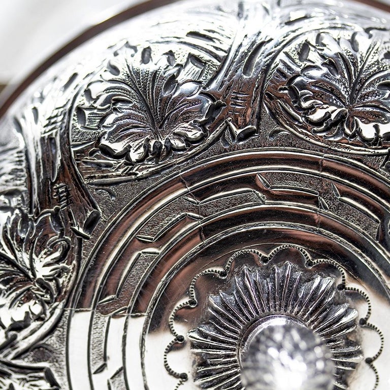 English Crystal and Silver Plate Wine Jug For Sale at 1stDibs