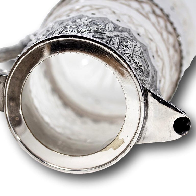 English Crystal and Silver Plate Wine Jug For Sale at 1stDibs