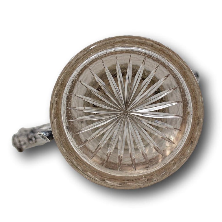 English Crystal and Silver Plate Wine Jug For Sale at 1stDibs