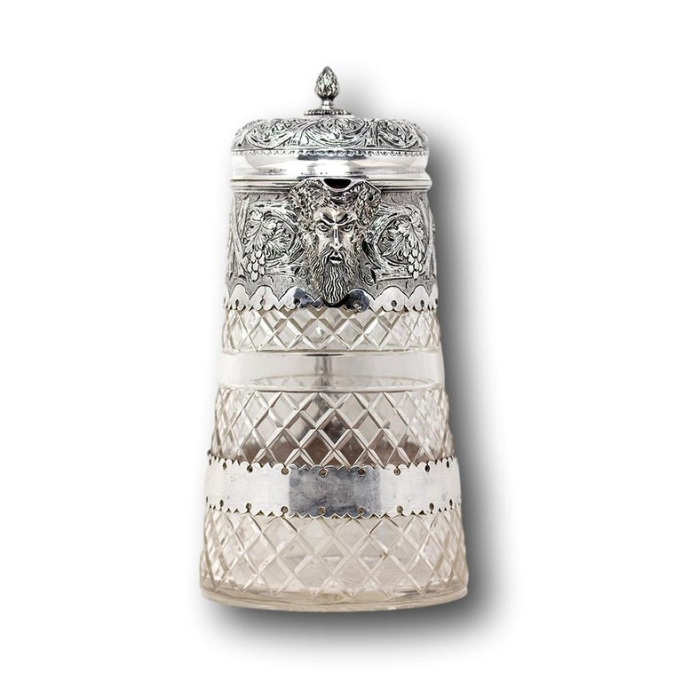 English Crystal and Silver Plate Wine Jug For Sale at 1stDibs