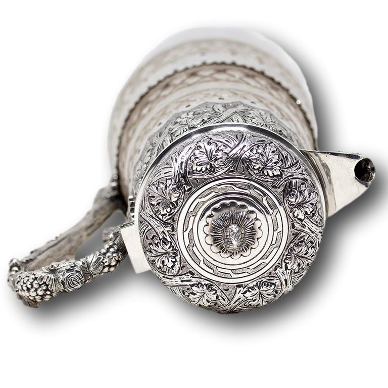 English Crystal and Silver Plate Wine Jug For Sale at 1stDibs