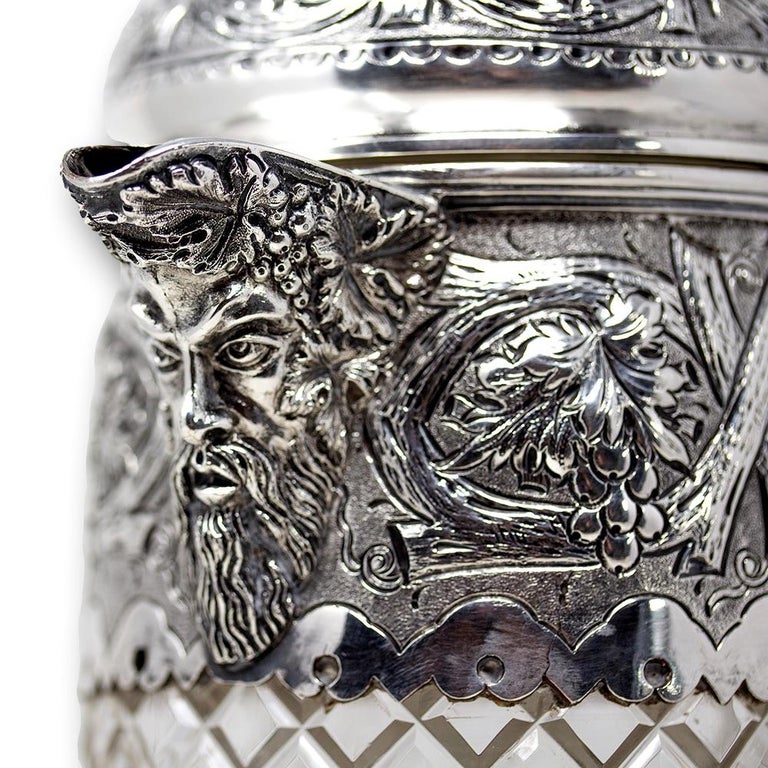 English Crystal and Silver Plate Wine Jug For Sale at 1stDibs