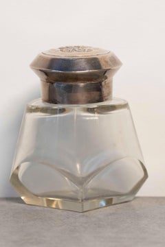 English Crystal Toiletry Bottle from Birmingham with Silver Lid, circa 1924
