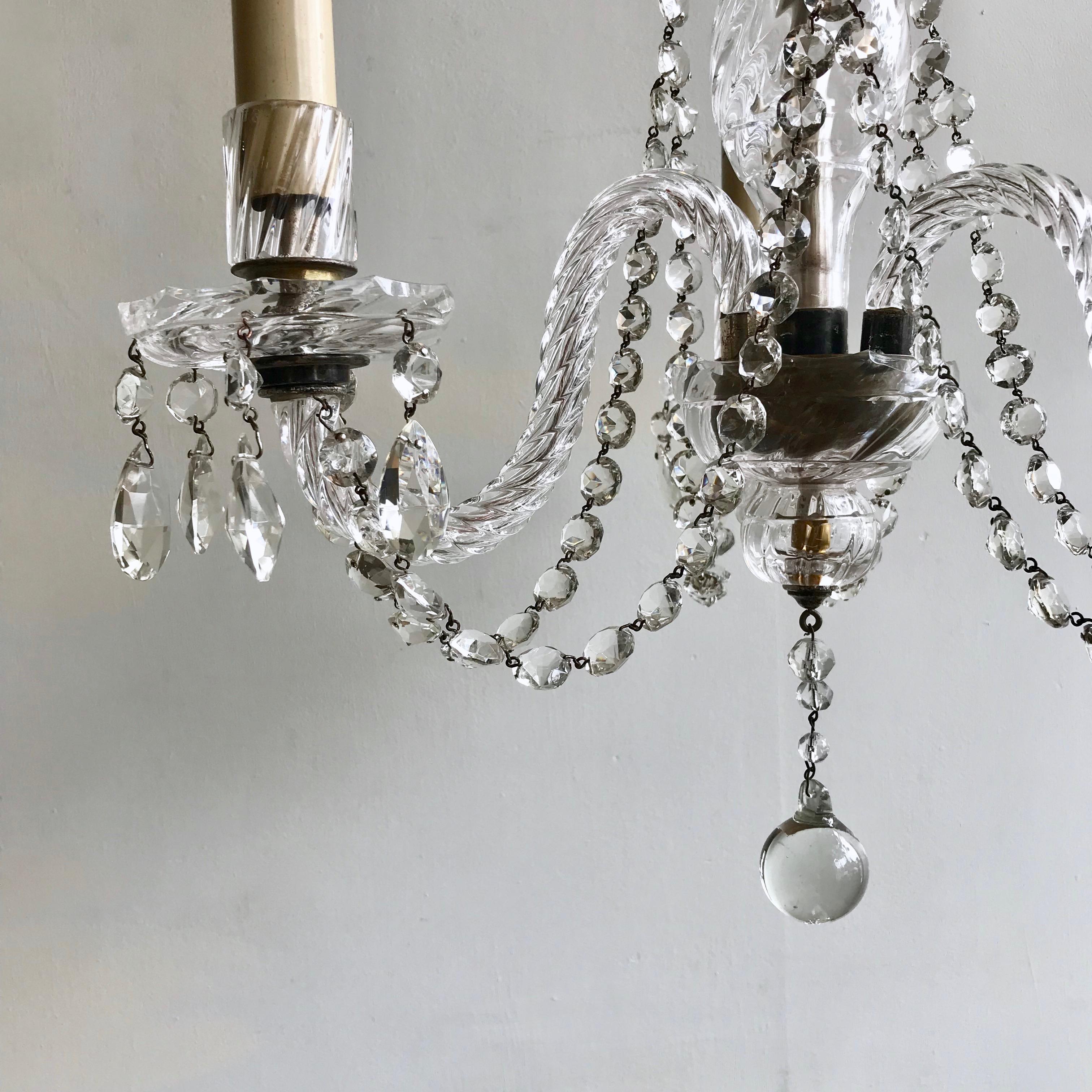 English Cut Crystal Chandelier with Crystal Swags 1