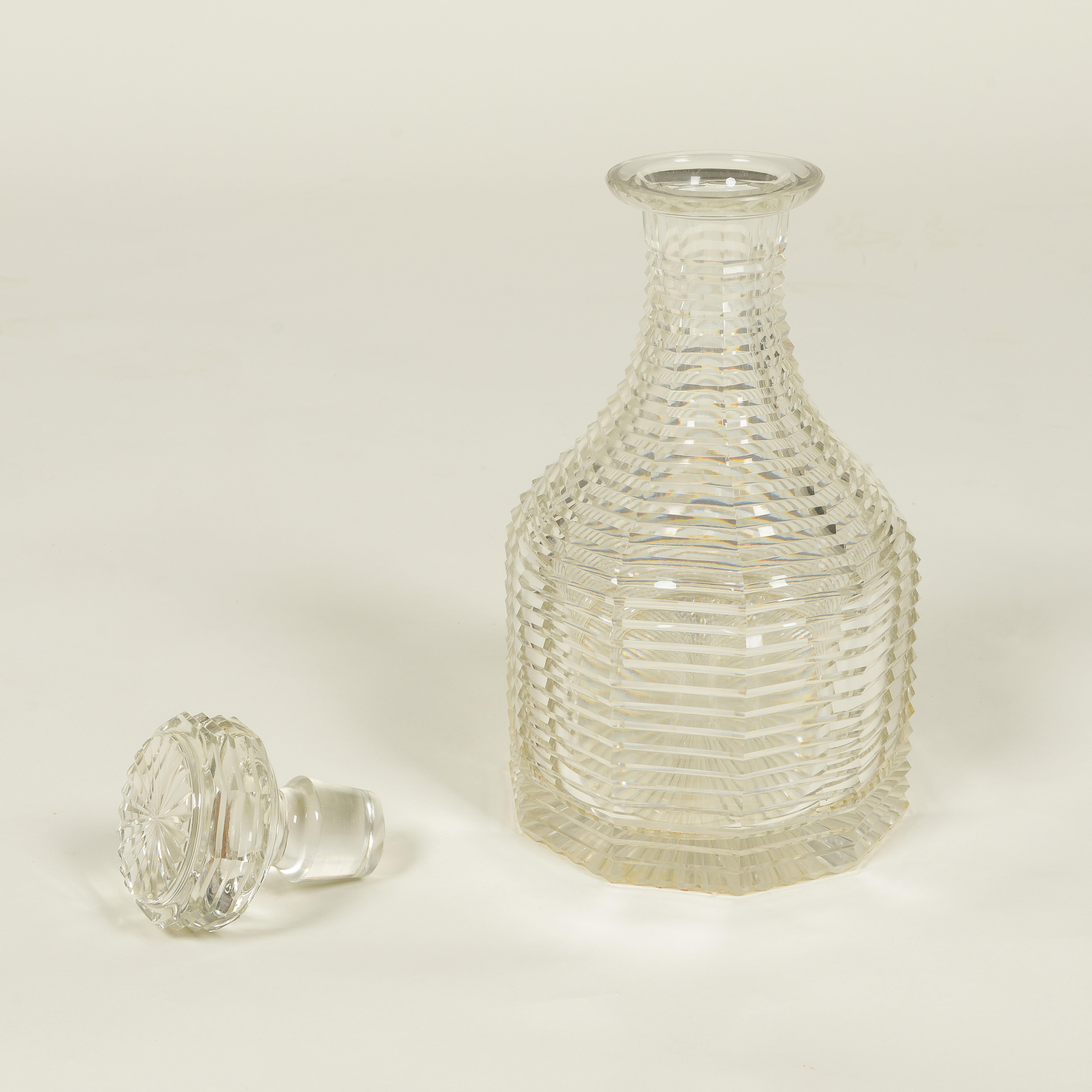 19th Century English Cut Crystal Decanter For Sale