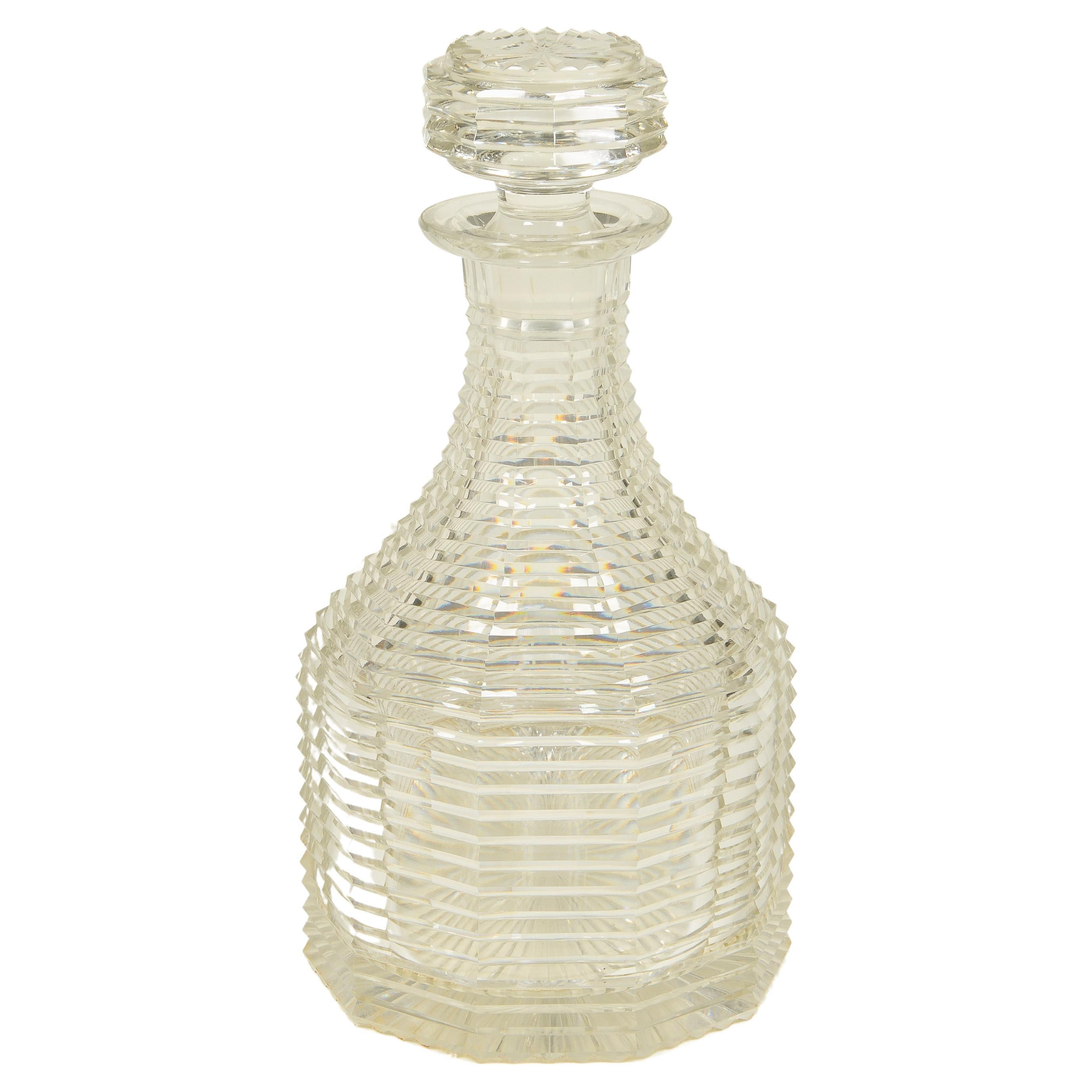 English Cut Crystal Decanter For Sale