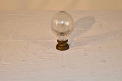 English Cut Crystal Newel Post on a Cast Bronze Base