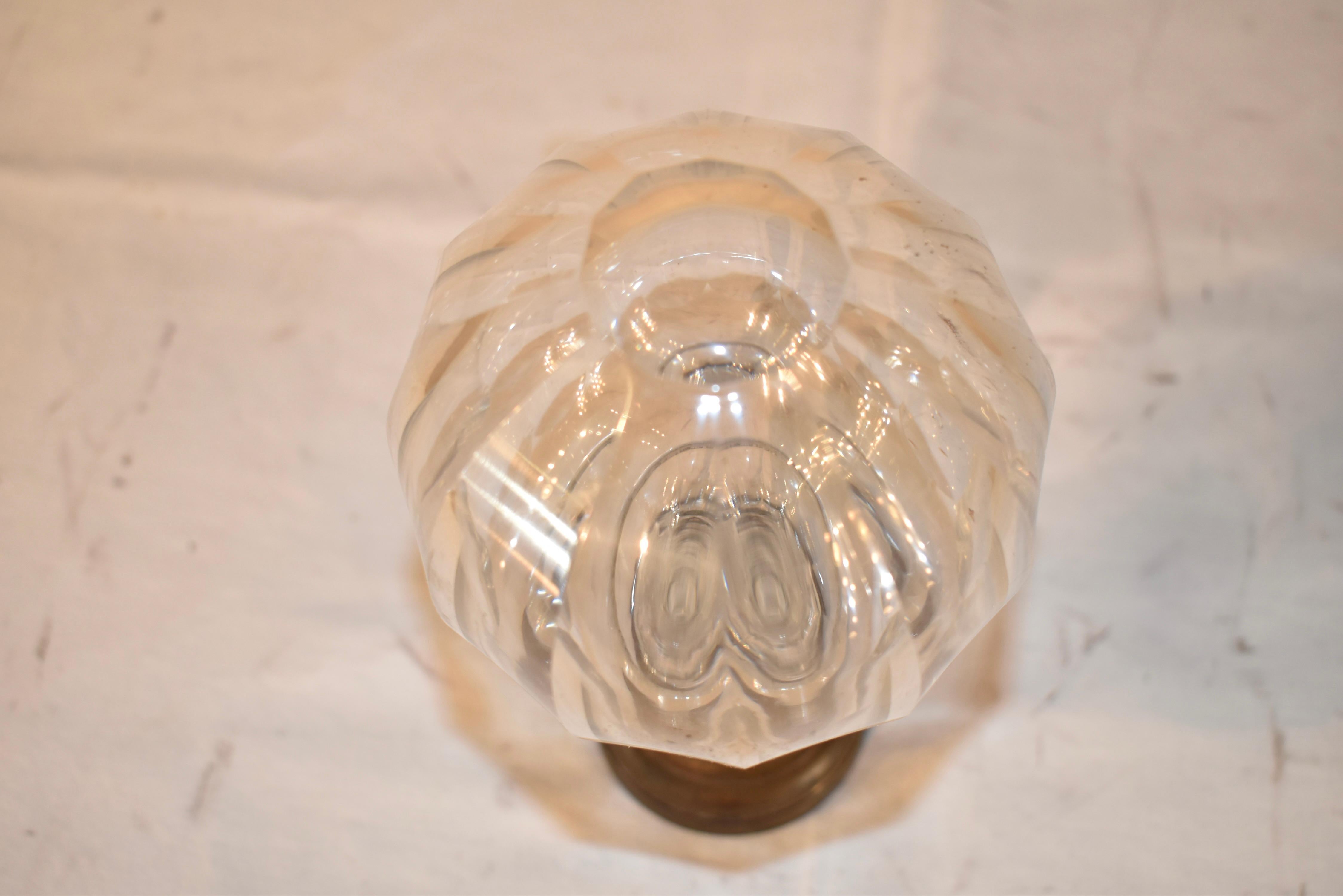 English Cut Crystal Newel Post on a Cast Bronze Base For Sale 5