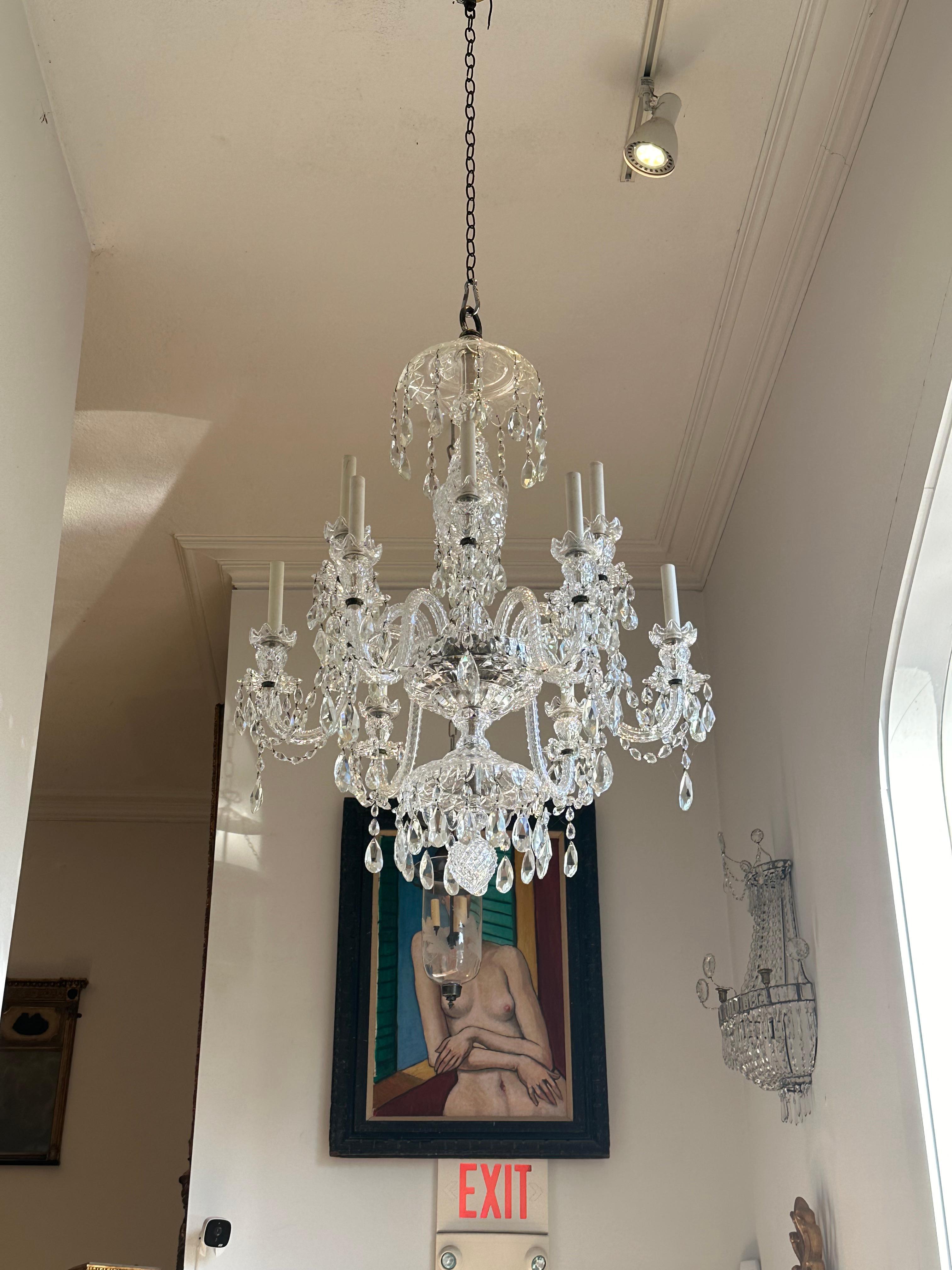 English Cut Crystal Twelve-Arm Georgian Style Chandelier, circa 1900 4