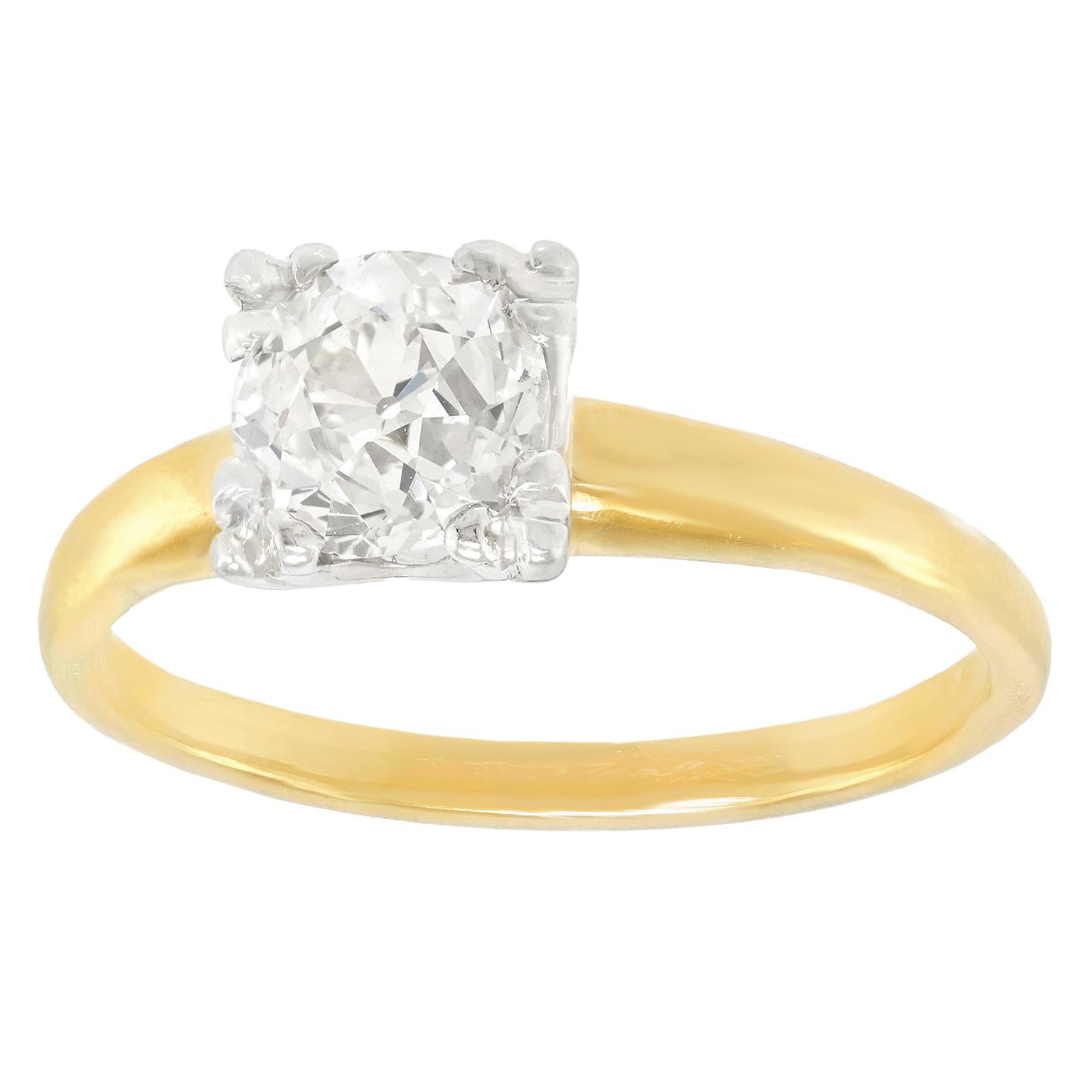Taille vieille Europe Bague de fiançailles en diamant taillé à l'anglaise en vente