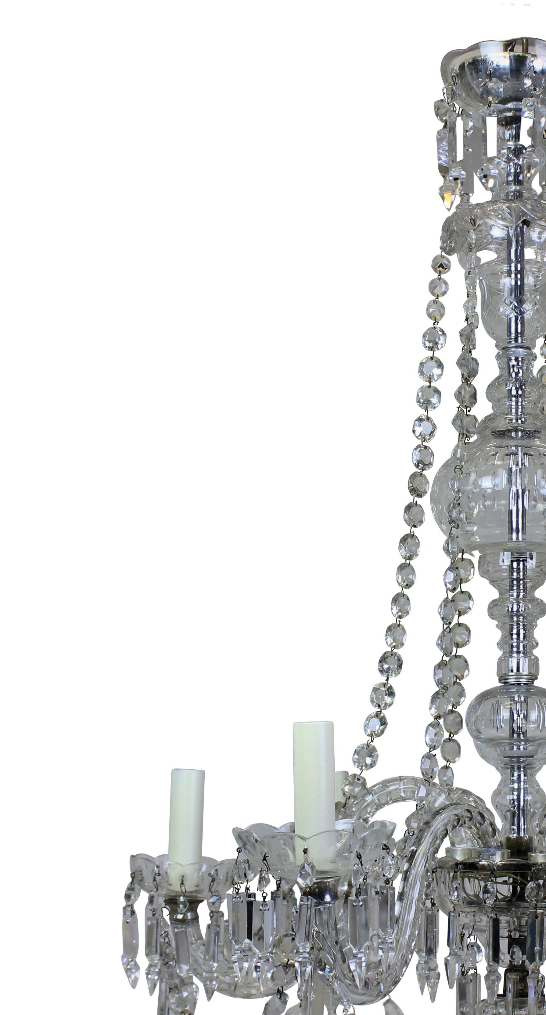Early 20th Century English Cut-Glass Chandelier