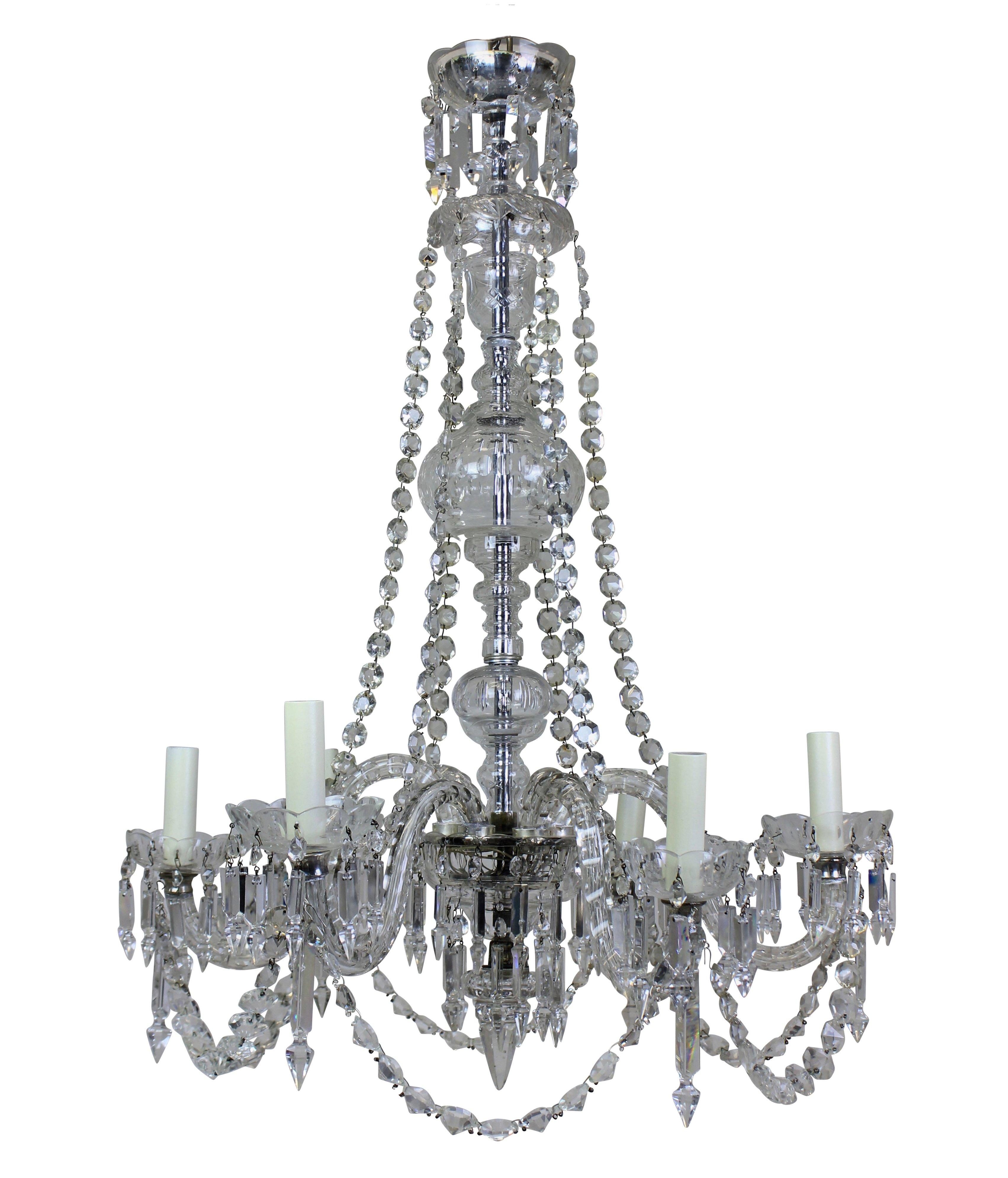 Cut Glass English Cut-Glass Chandelier