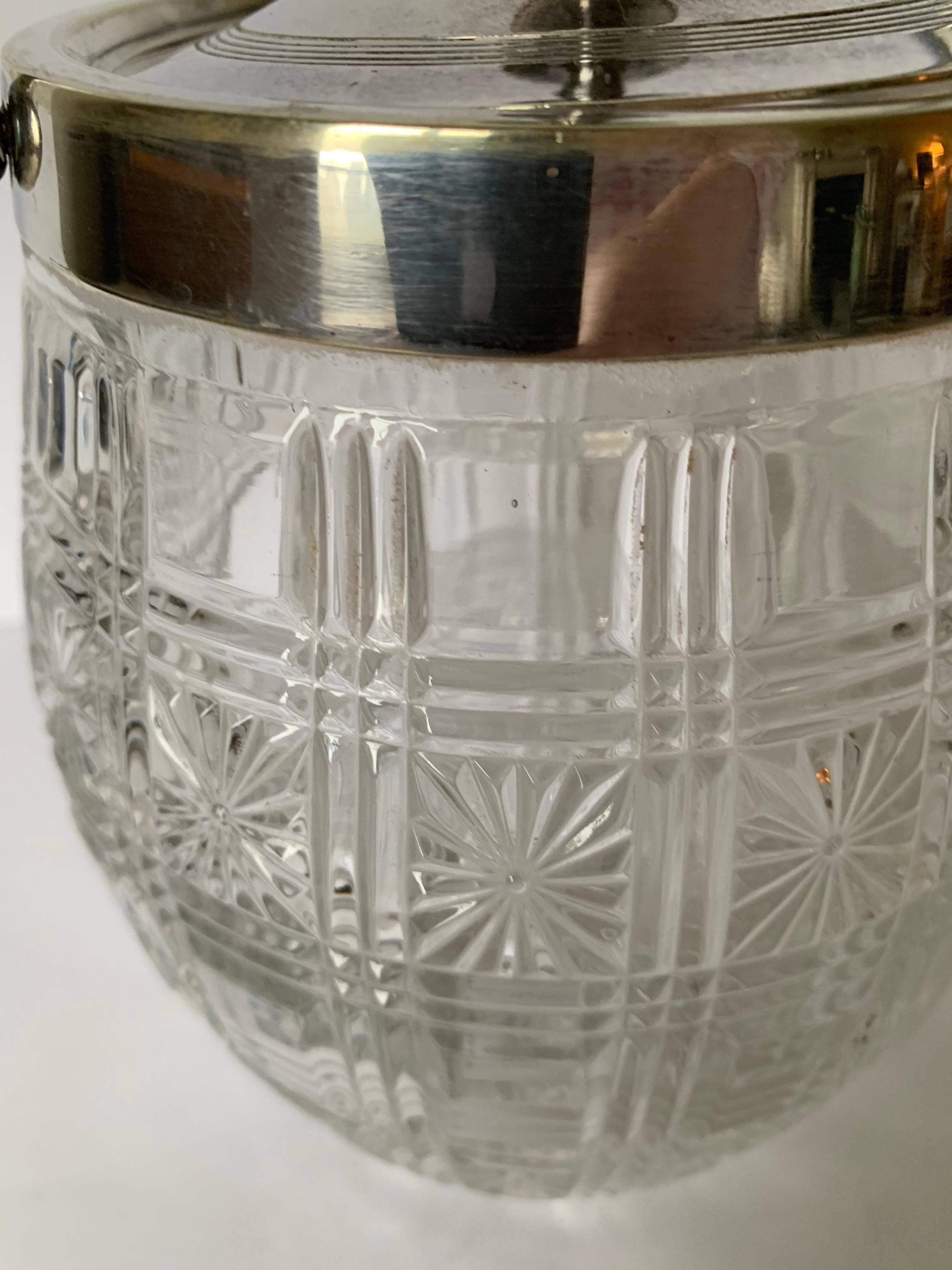 Regency English Cut Glass and Silver Biscuit Barrel For Sale